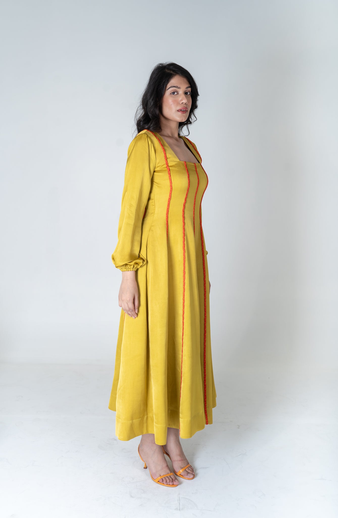 Yellow Maxi Dress- Orange Braids