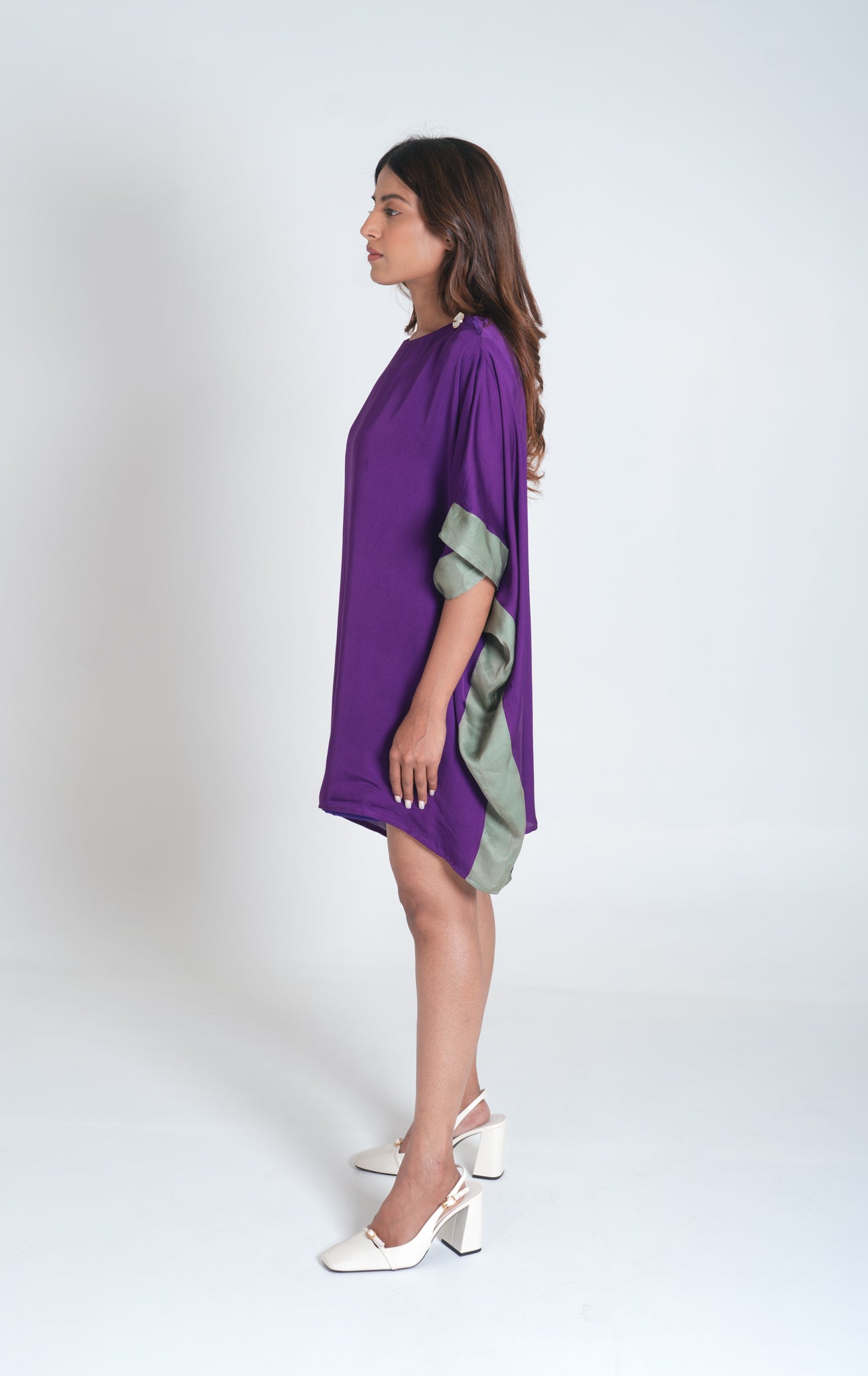 Purple- Green Short Kaftan Dress