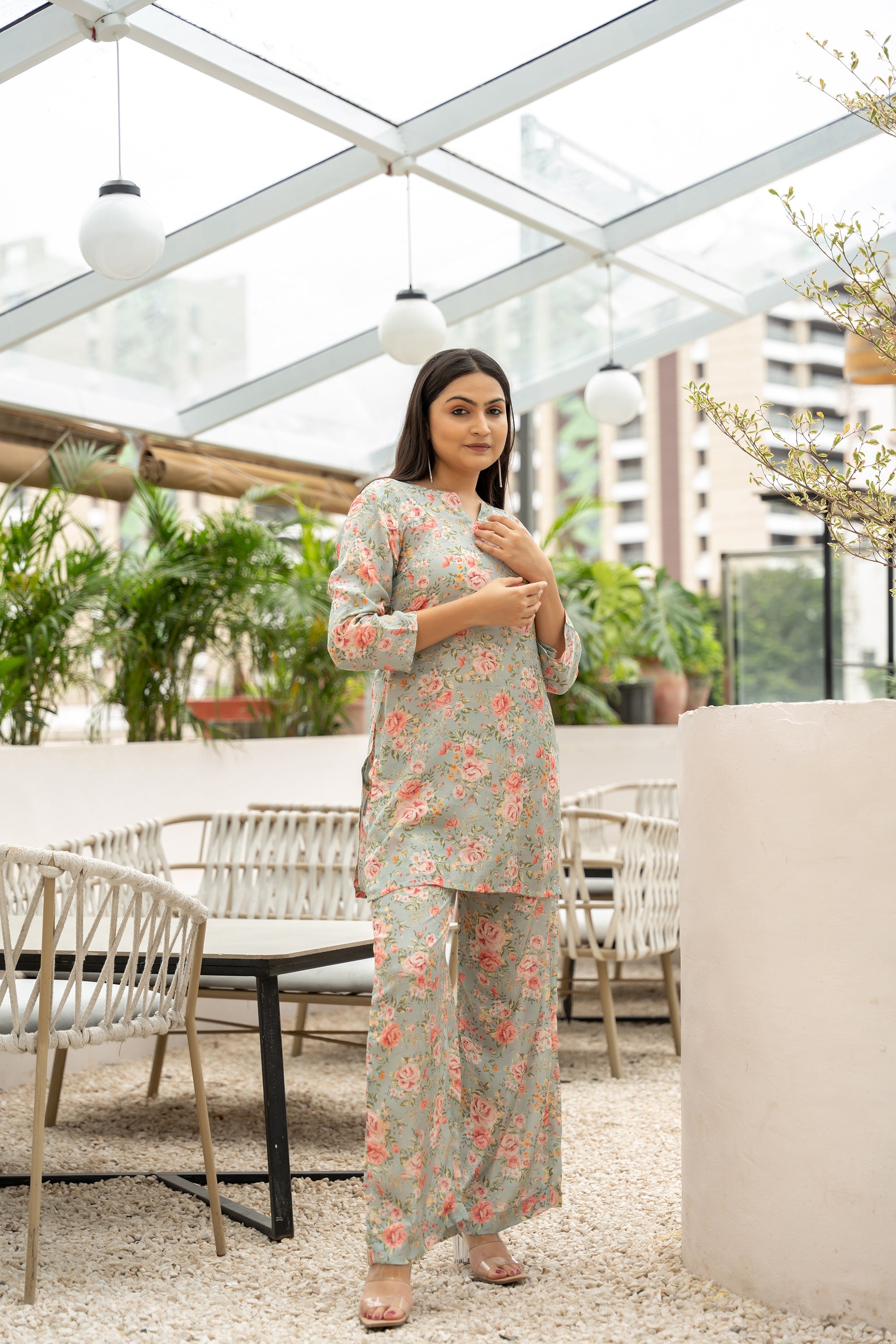 DANDELION JAAL ON GREEN CO-ORD SET