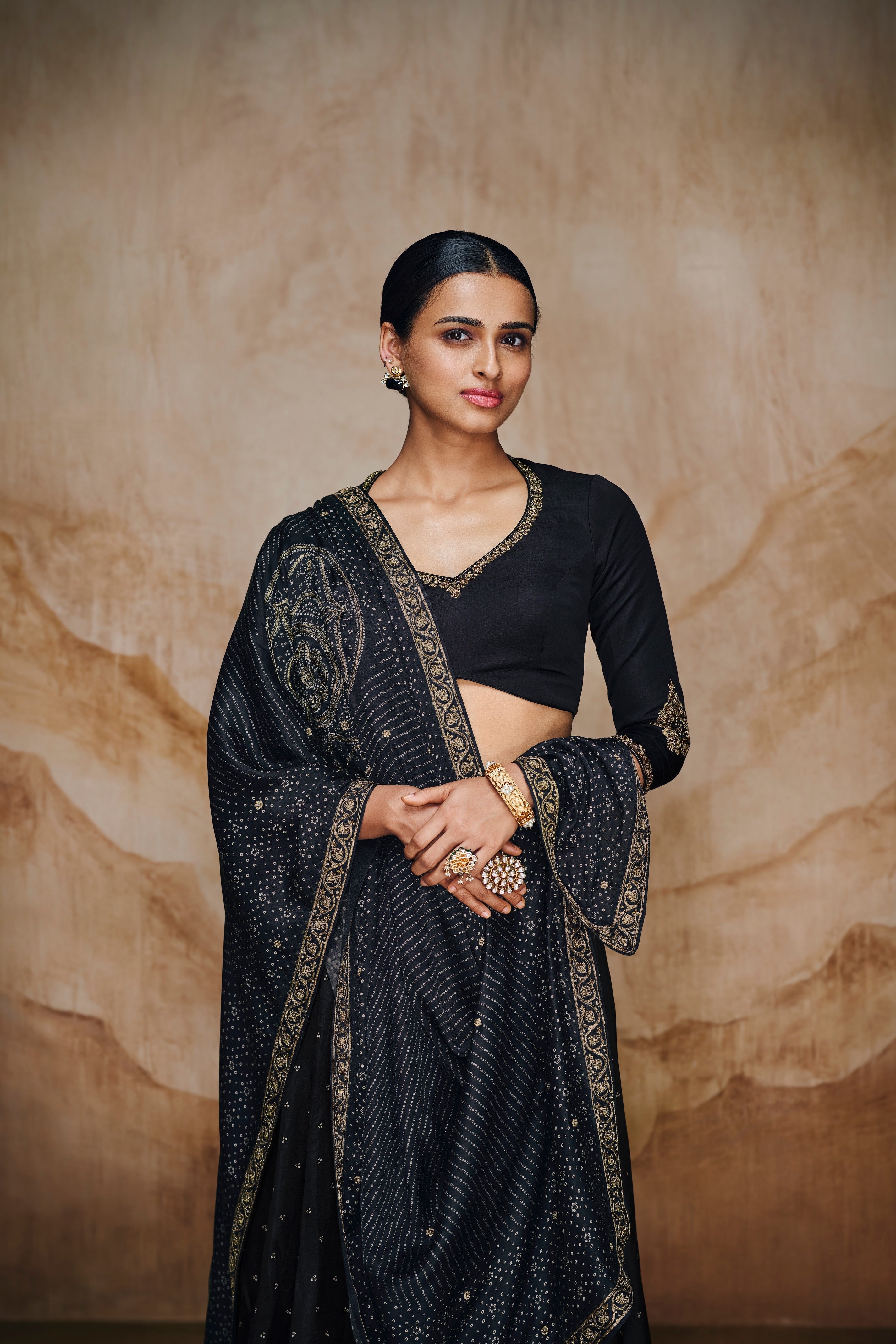 Black lehenga set with handwork