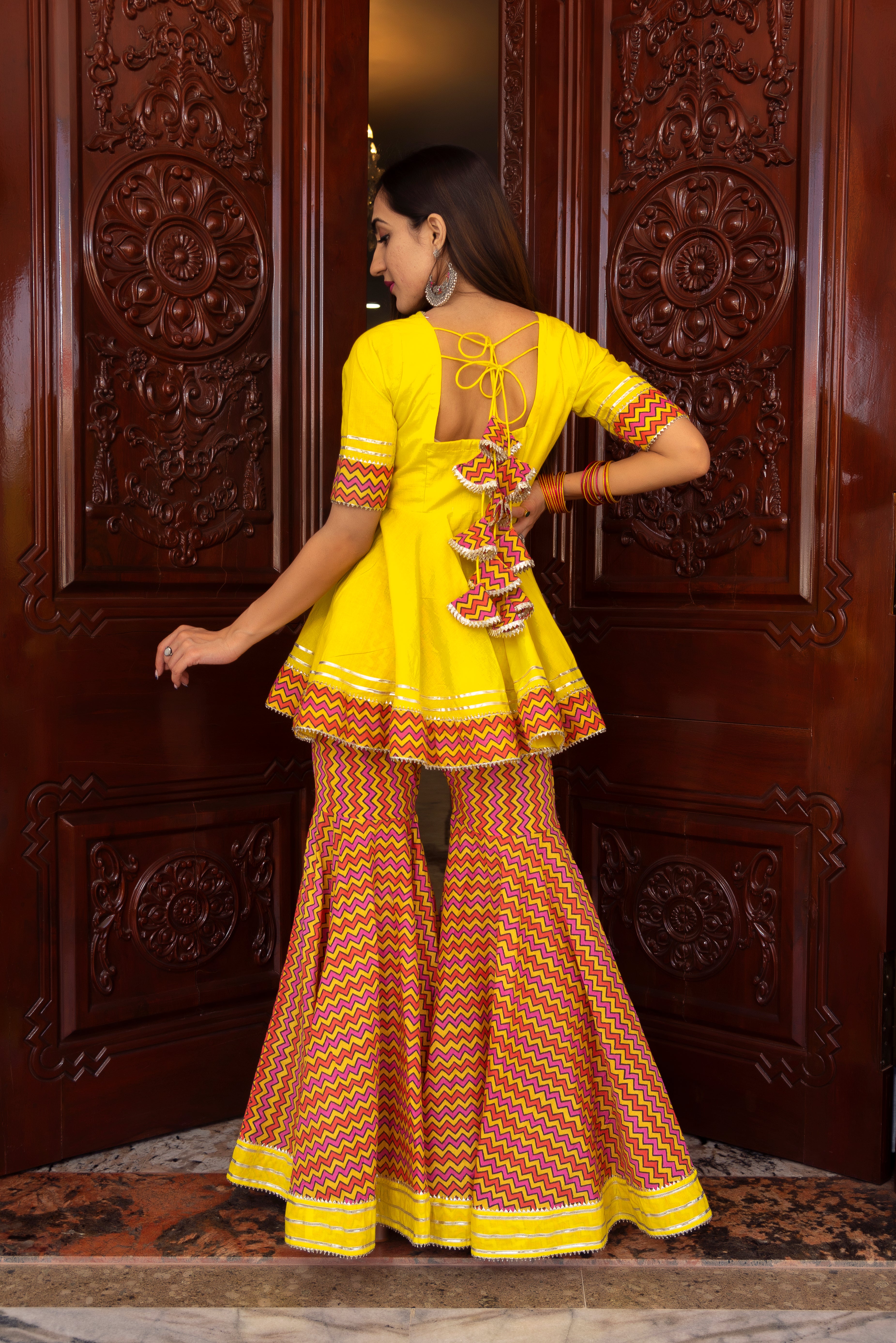 TUSCAN YELLOW COTTON SHARARA SET