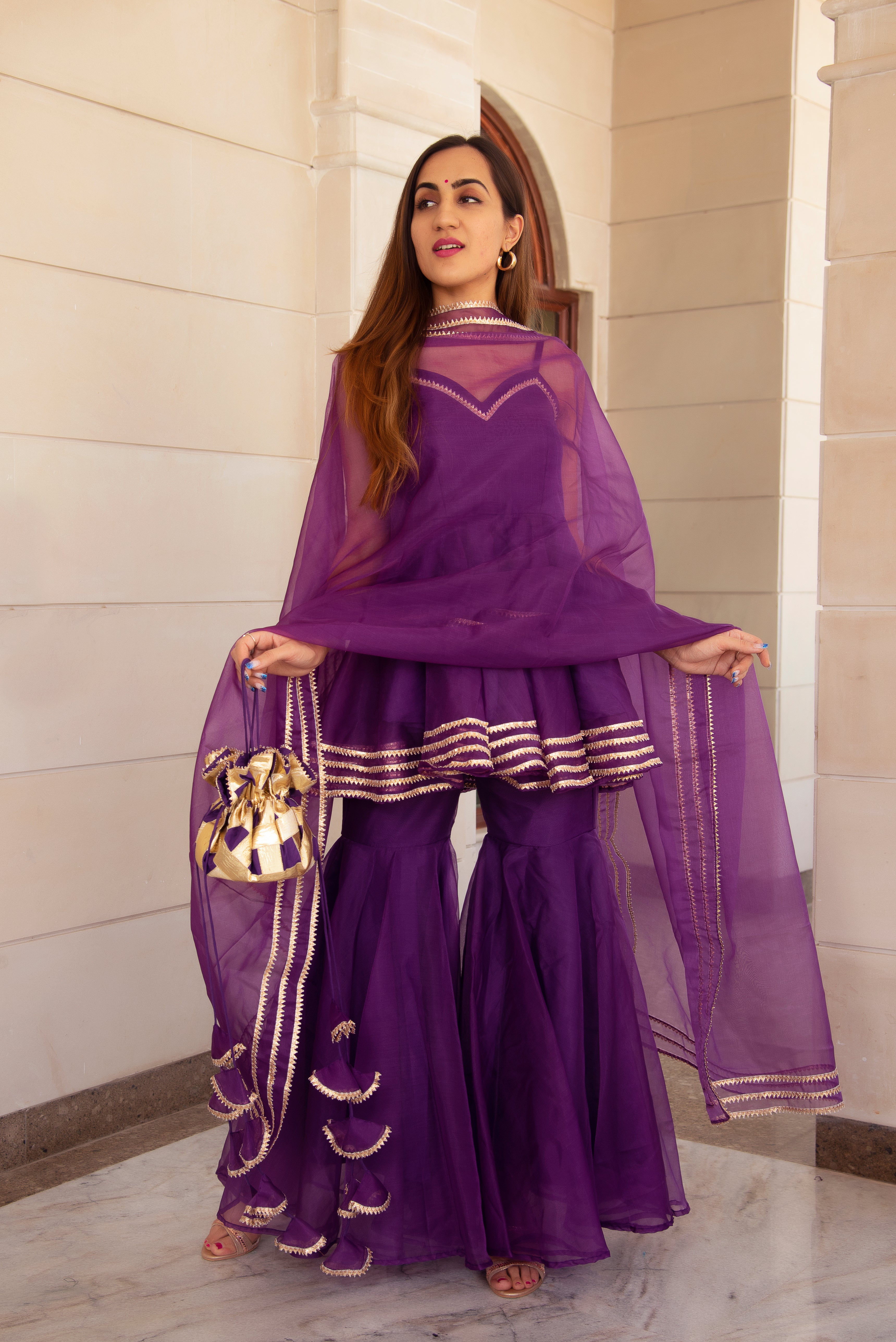 MASAKALI PURPLE ORGANZA SHARARA SET