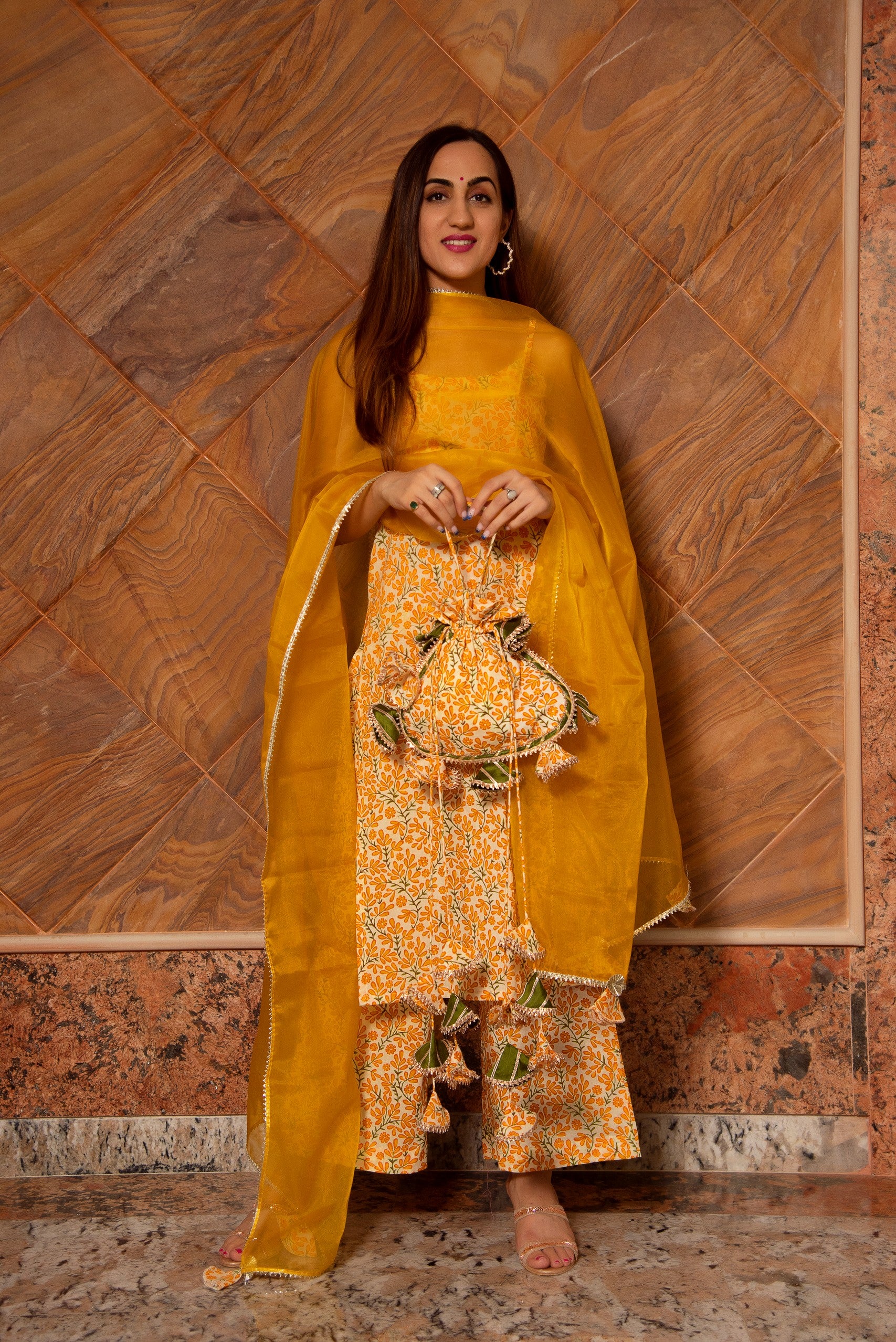 RUHANI MUSTARD COTTON SUIT SET