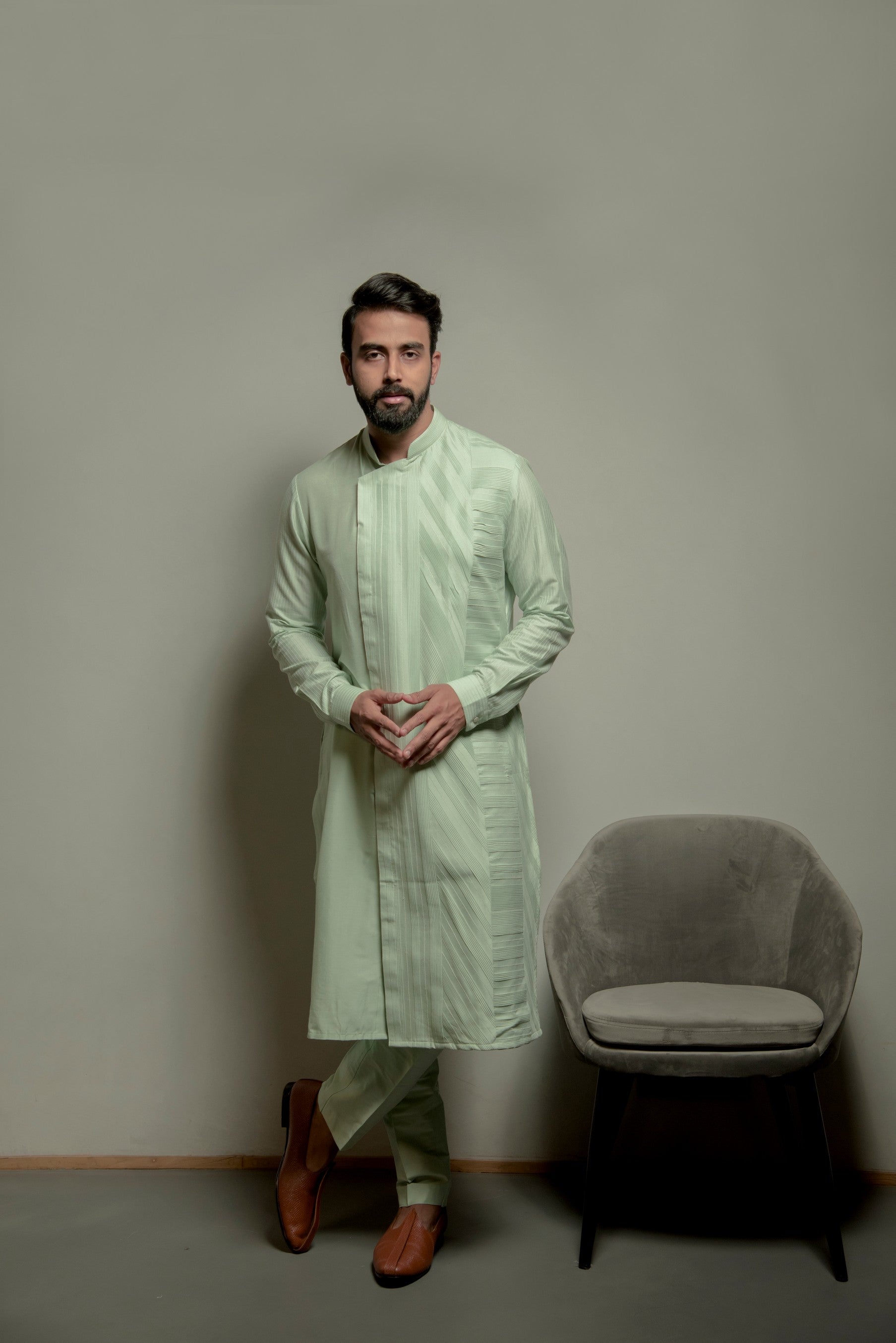 Aqua Asymmetric Kurta Set