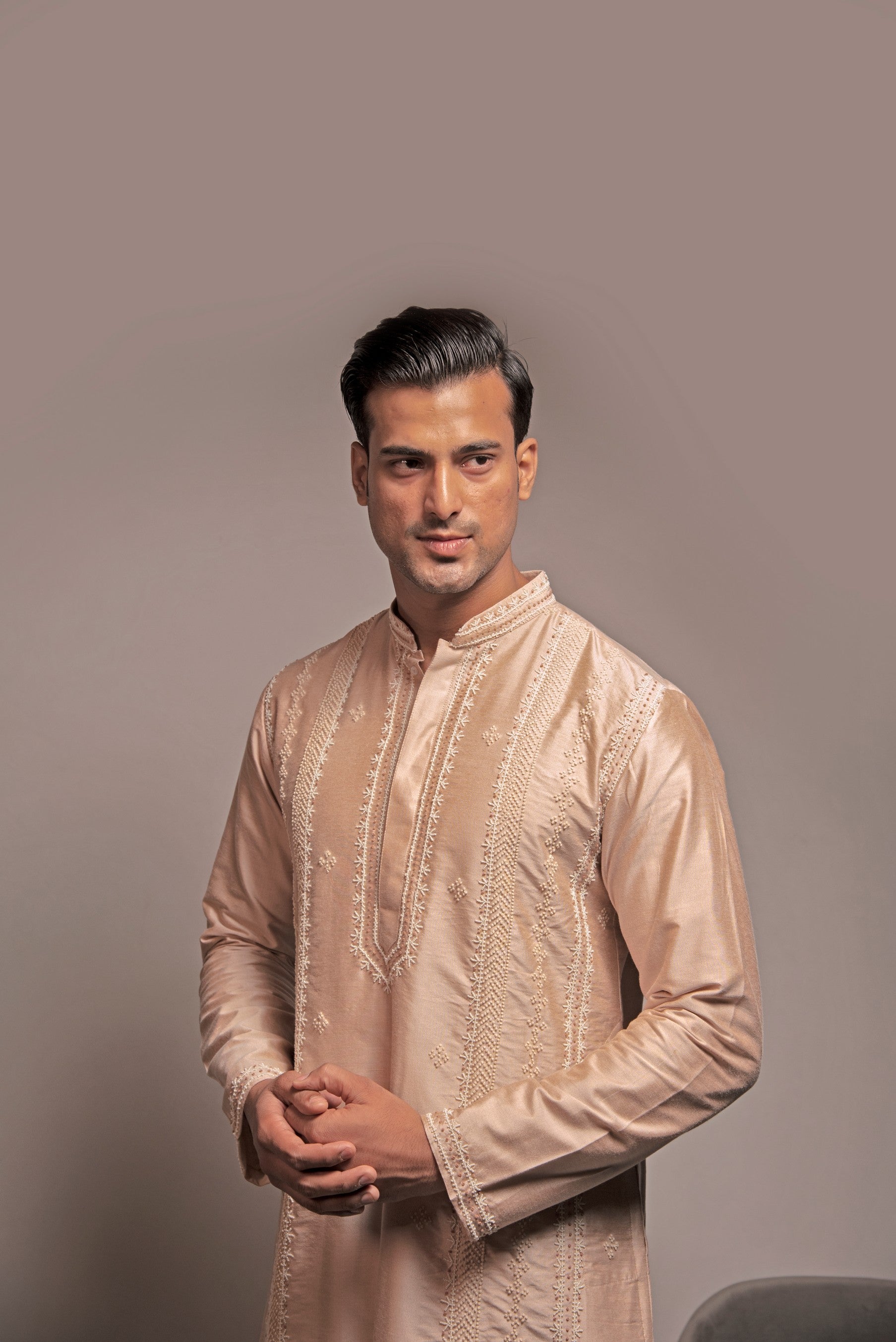 Rosewater Embroidered Kurta Set