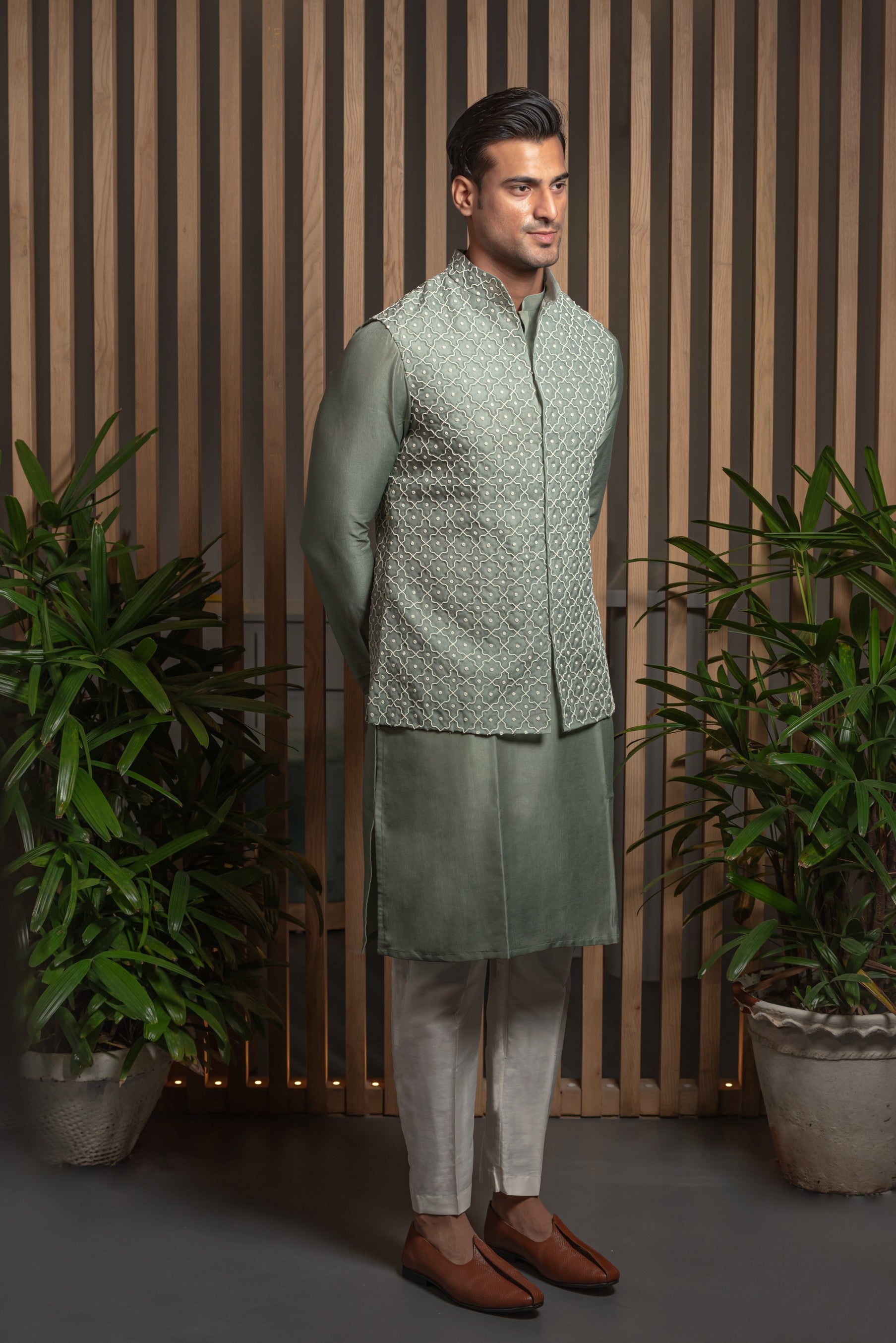 Organza Embroidered Jacket with Kurta set