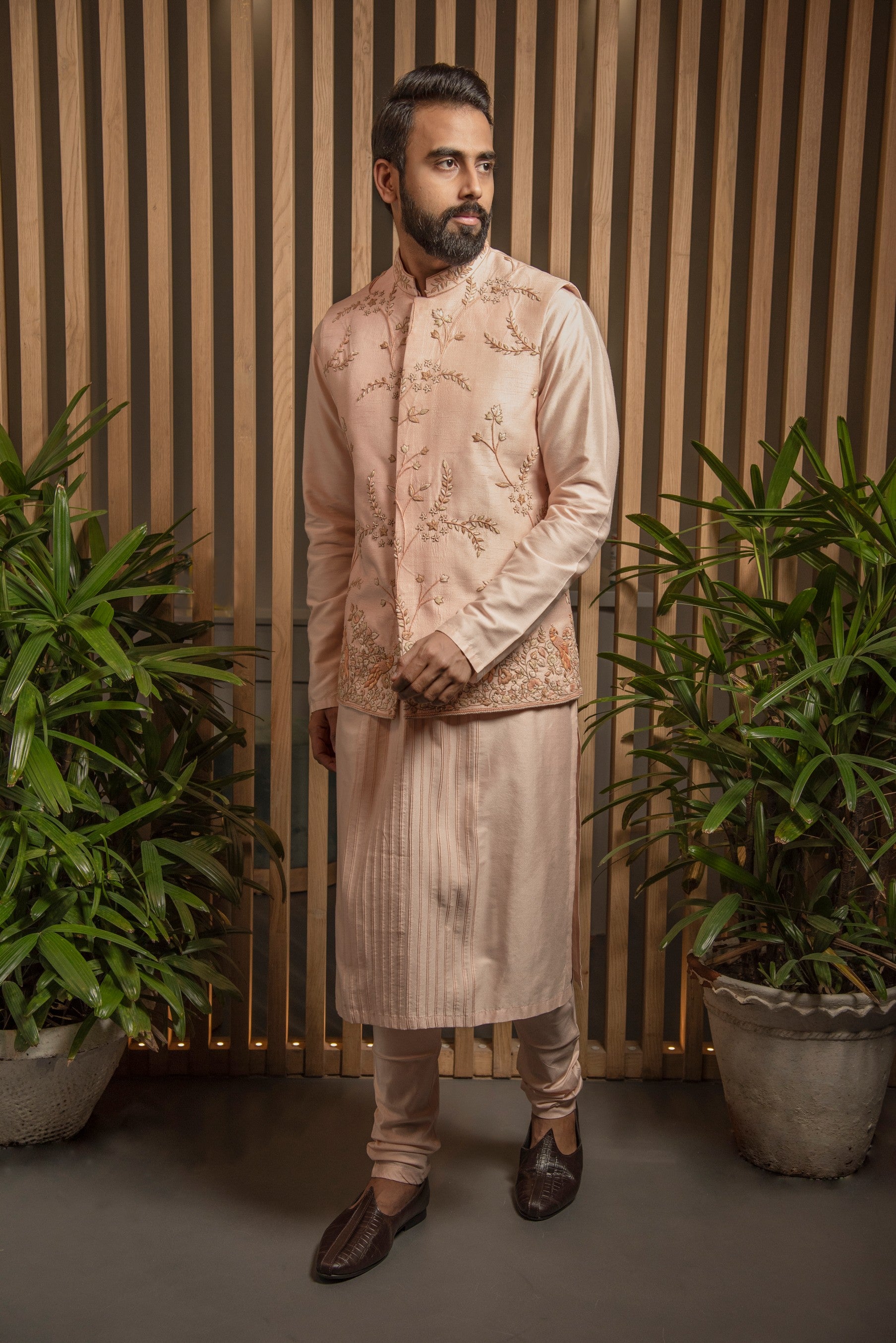 Pink Embroidered Bandi with Kurta set