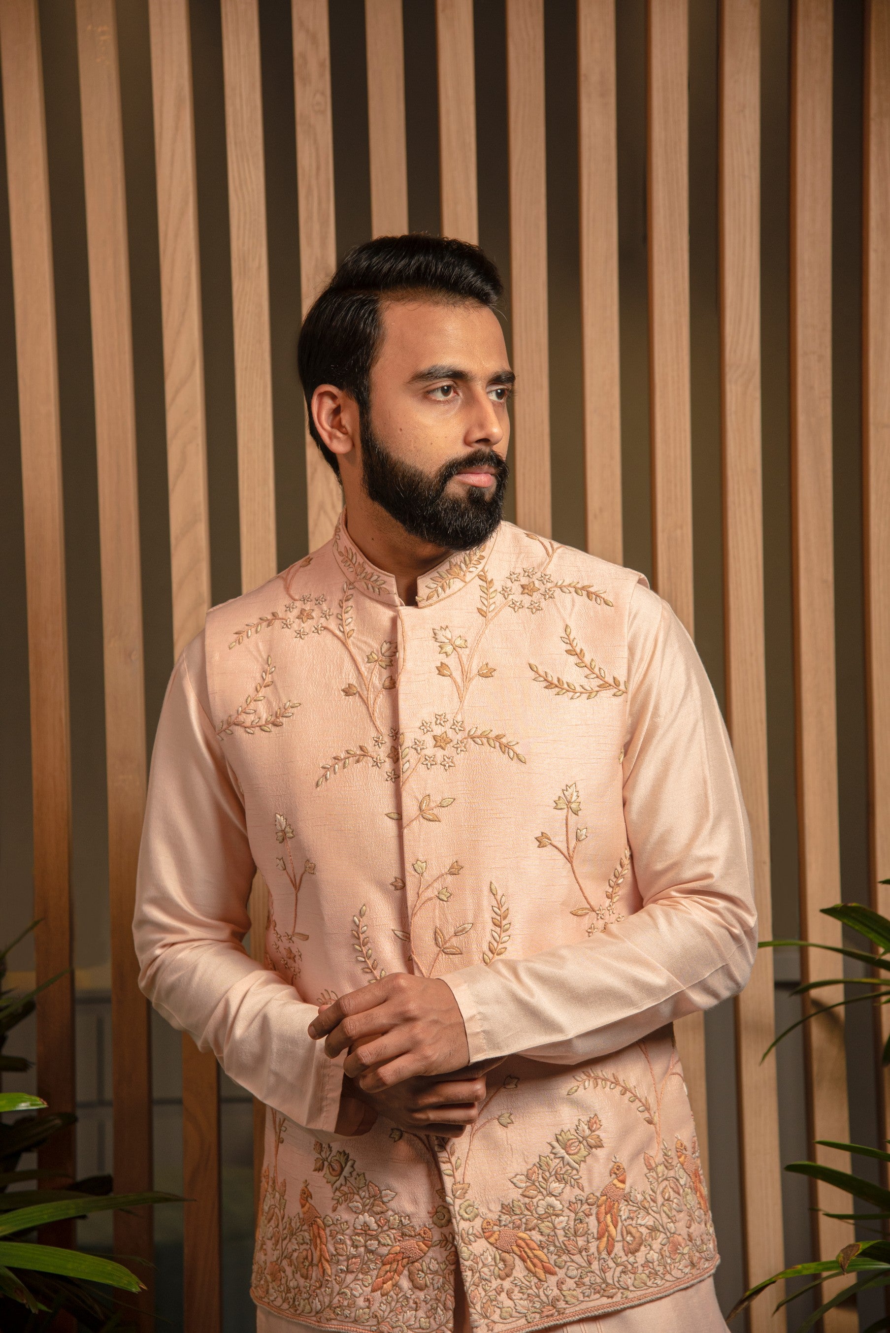 Pink Embroidered Bandi with Kurta set