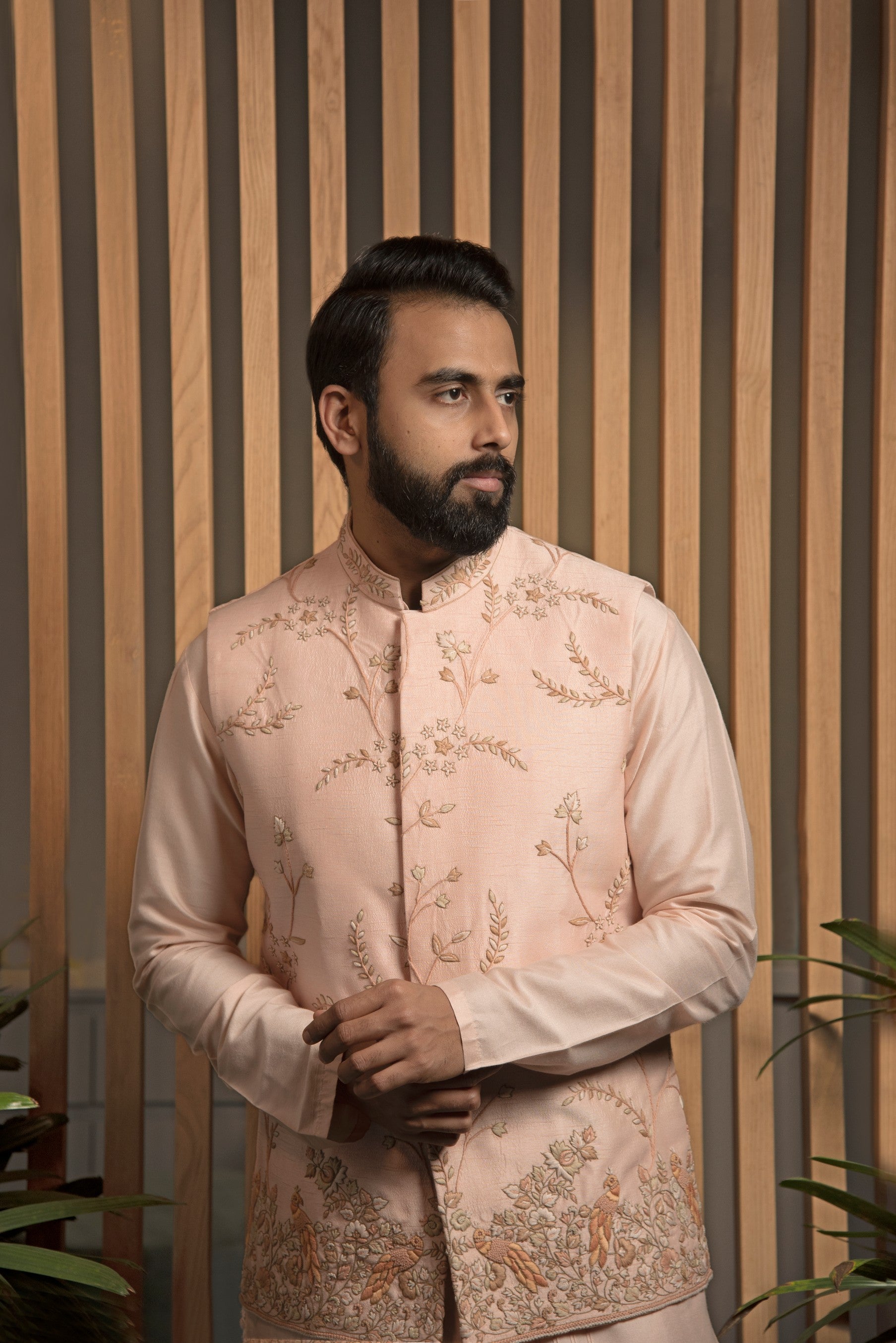 Pink Embroidered Bandi with Kurta set