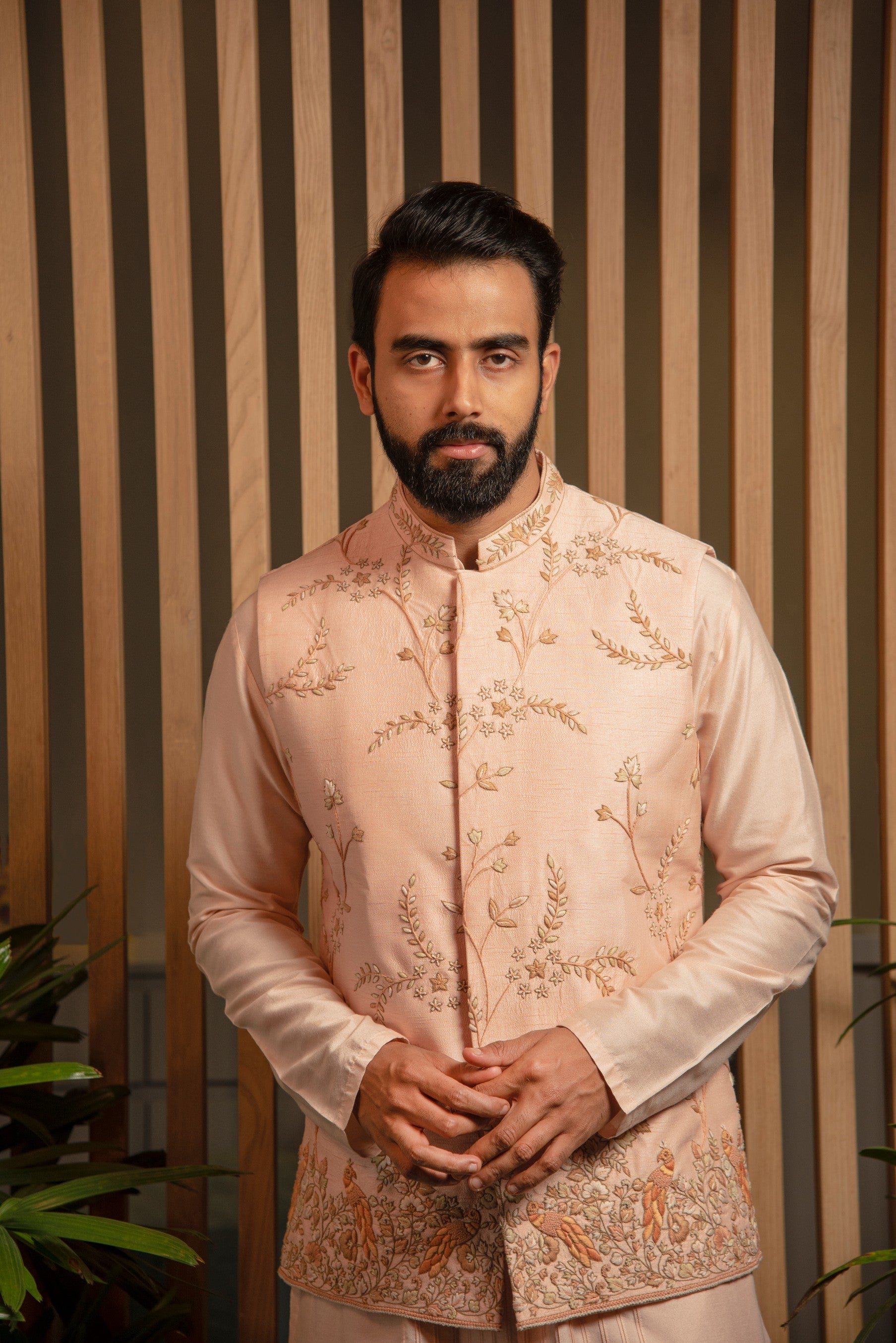 Pink Embroidered Bandi with Kurta set