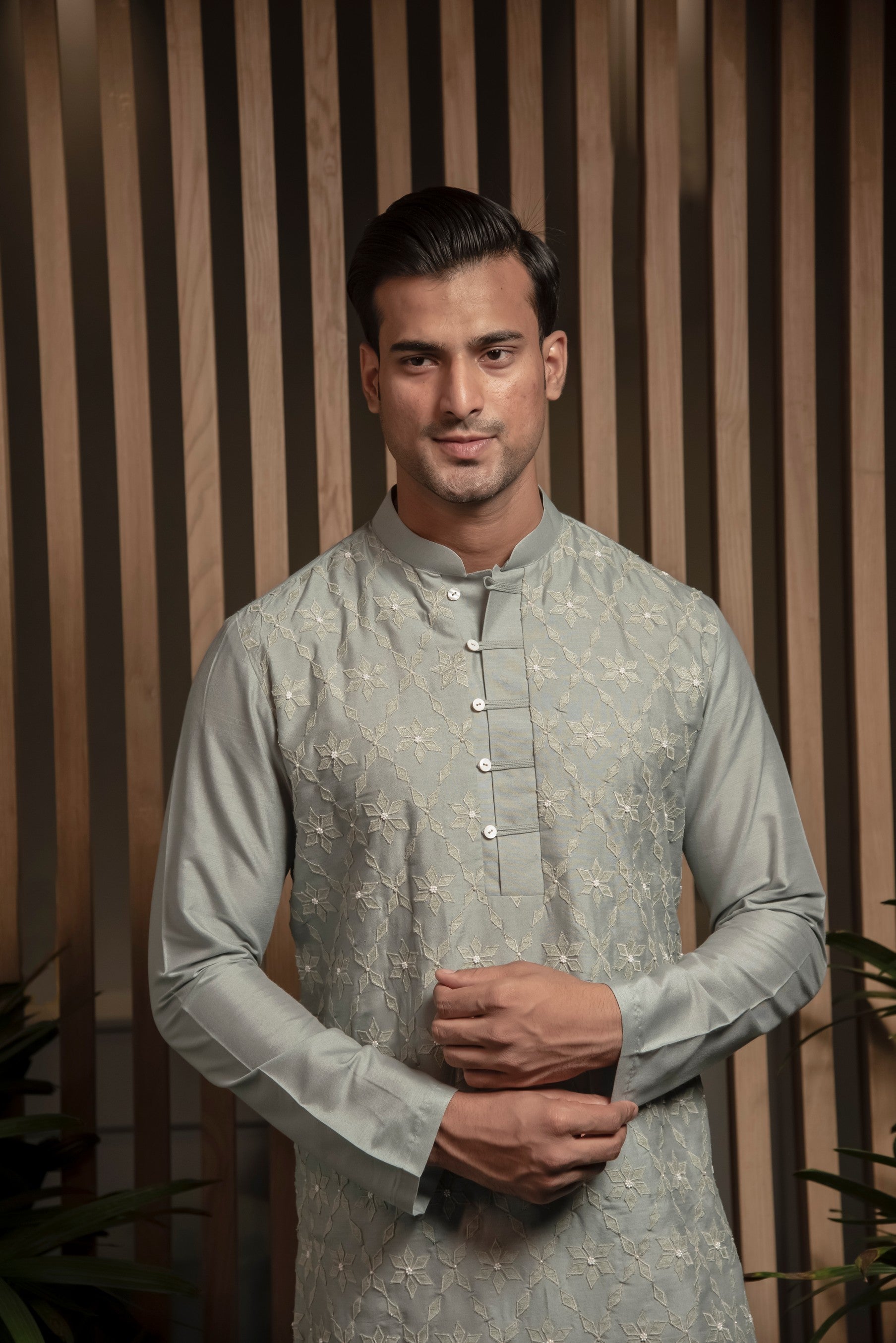 Frost Blue Applique Kurta set