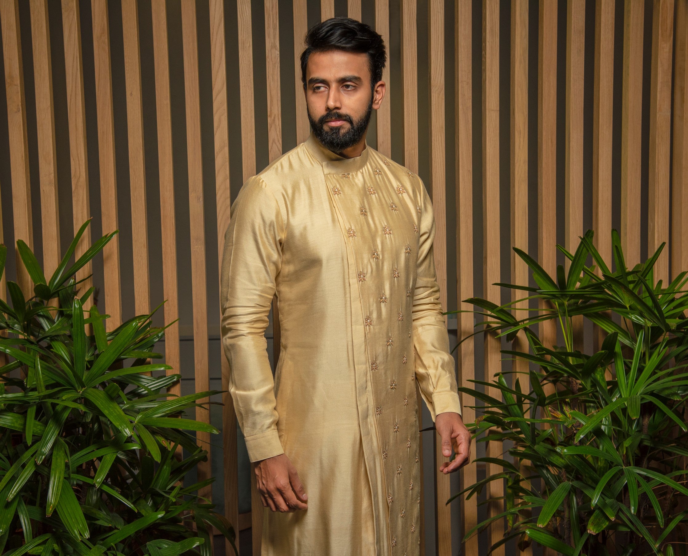 Beige Asymmetric Kurta Set