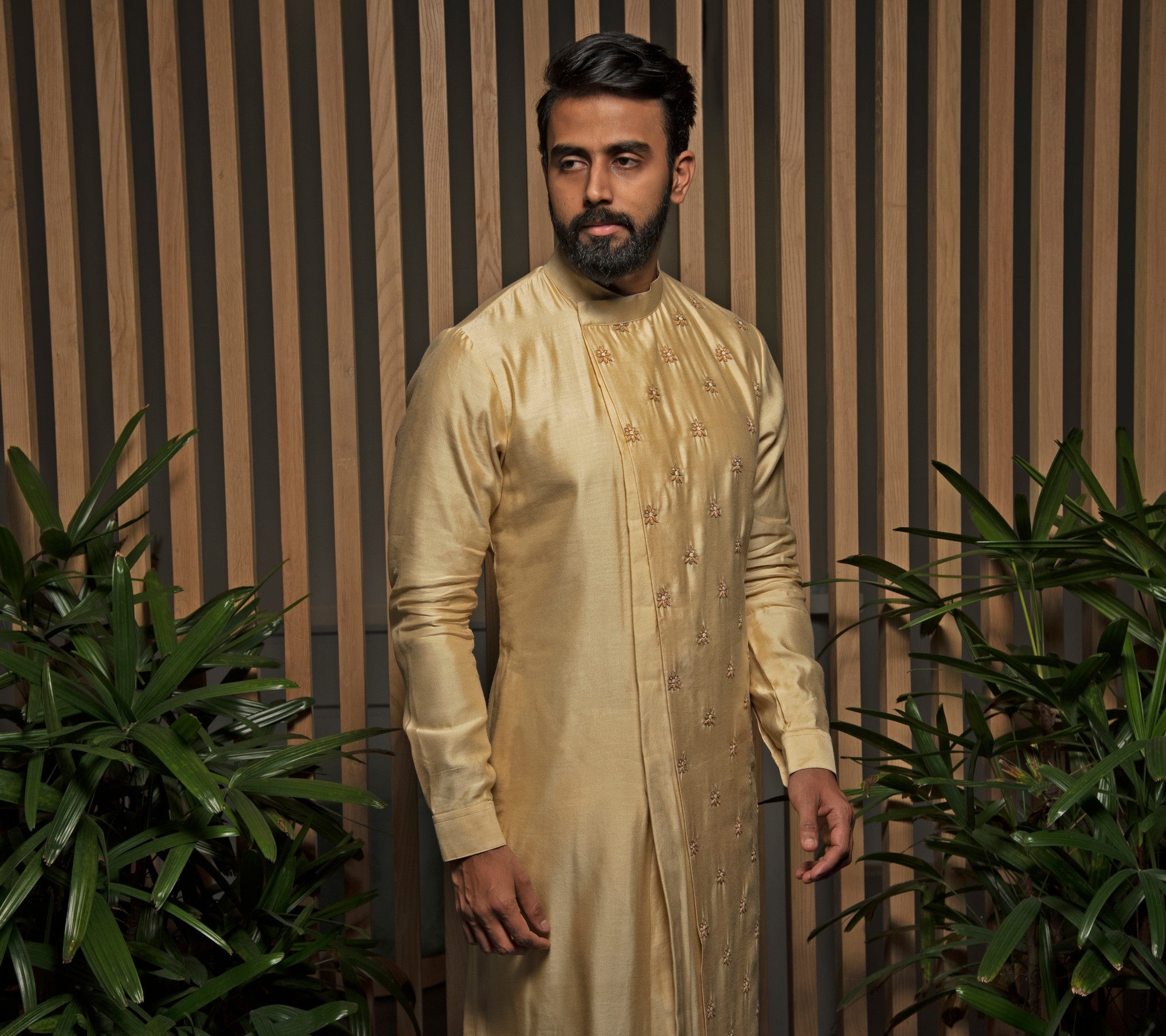 Beige Asymmetric Kurta Set