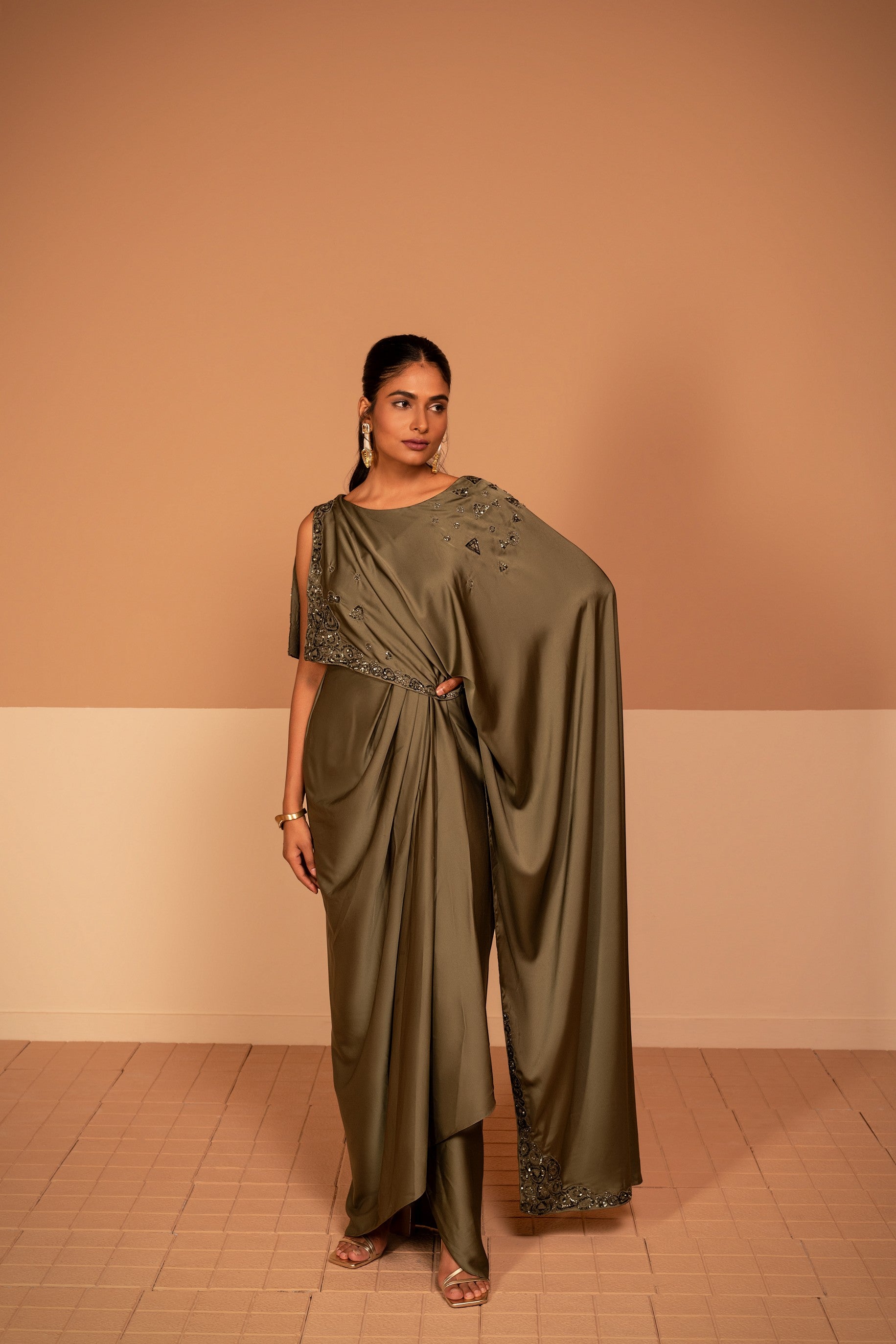 Isadora Olive Green Style Drape