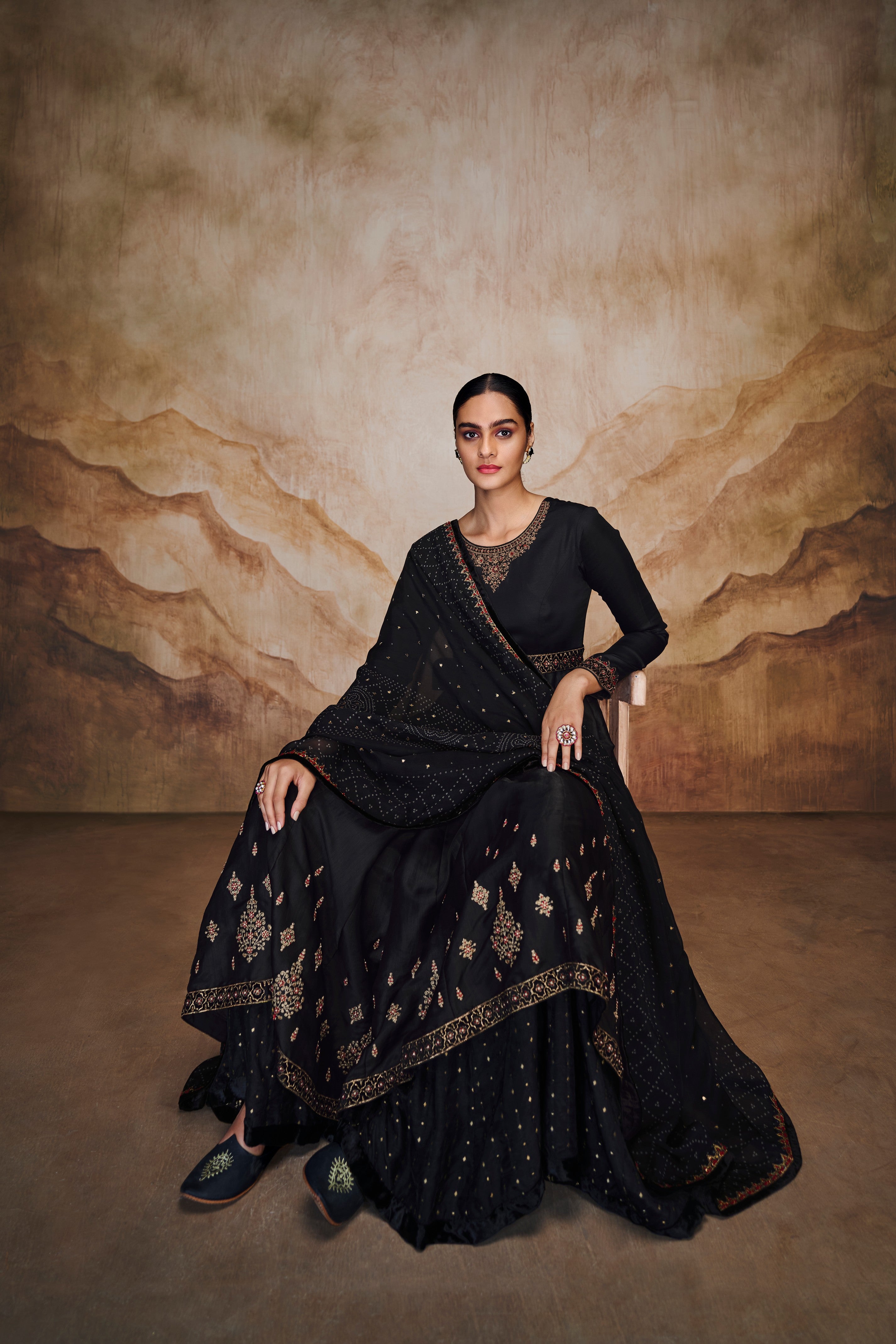 Black anarkali with handwork