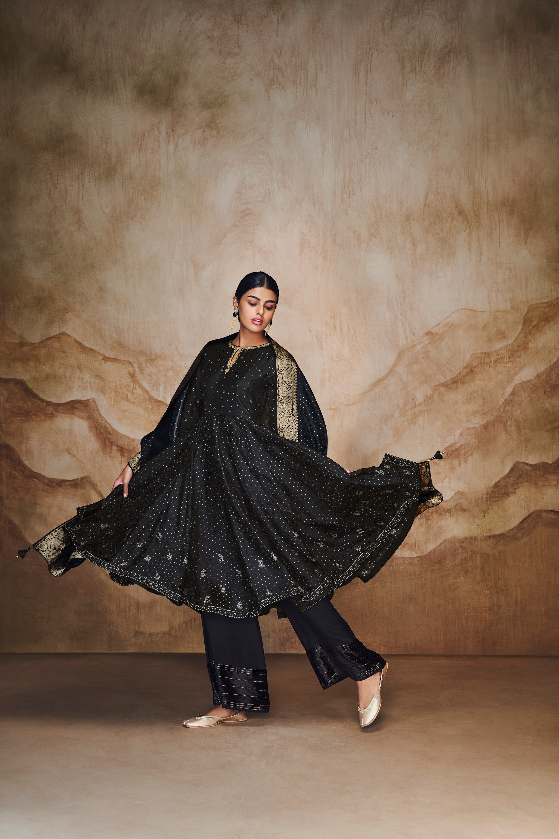 Black anarkali kurta set