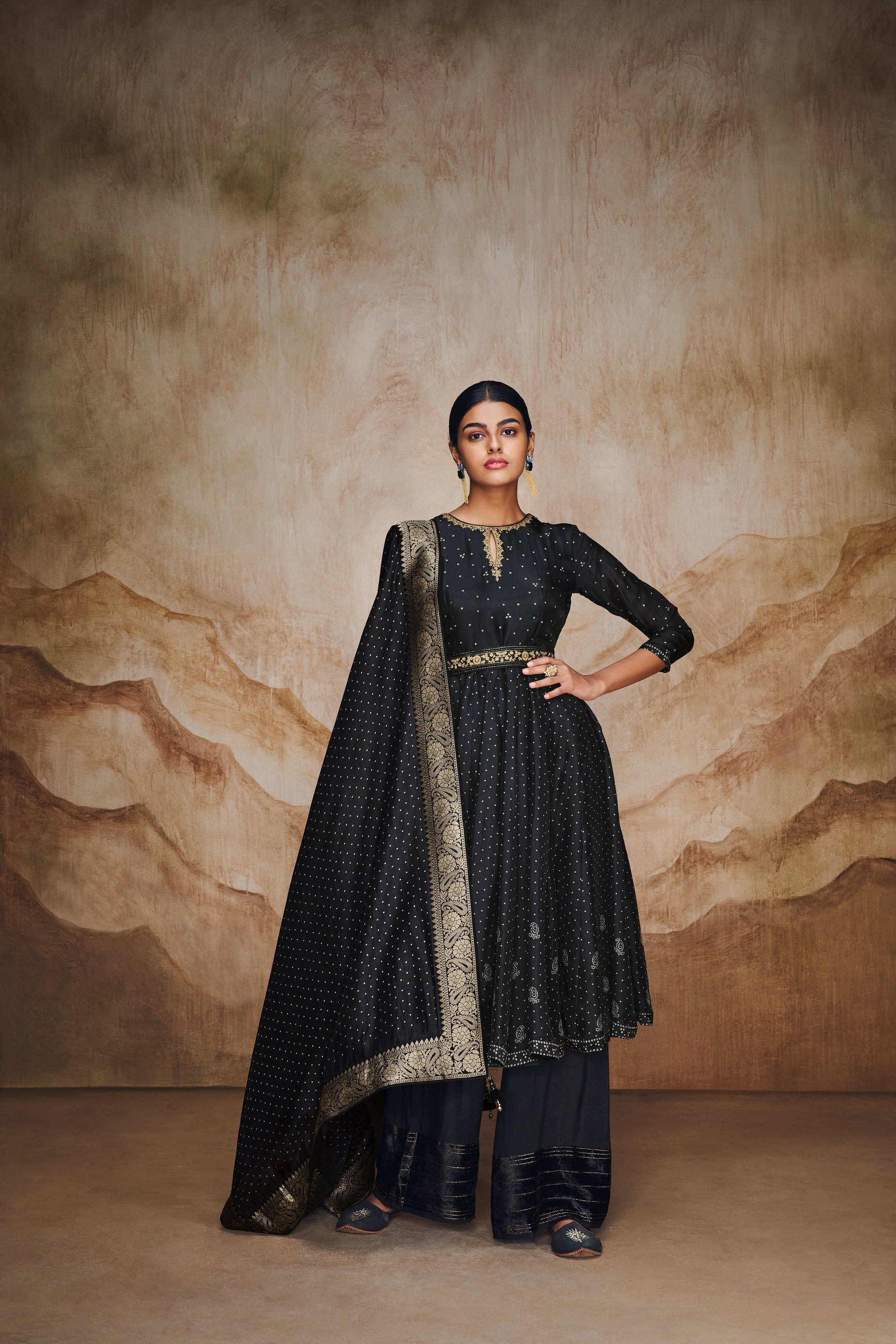 Black anarkali kurta set