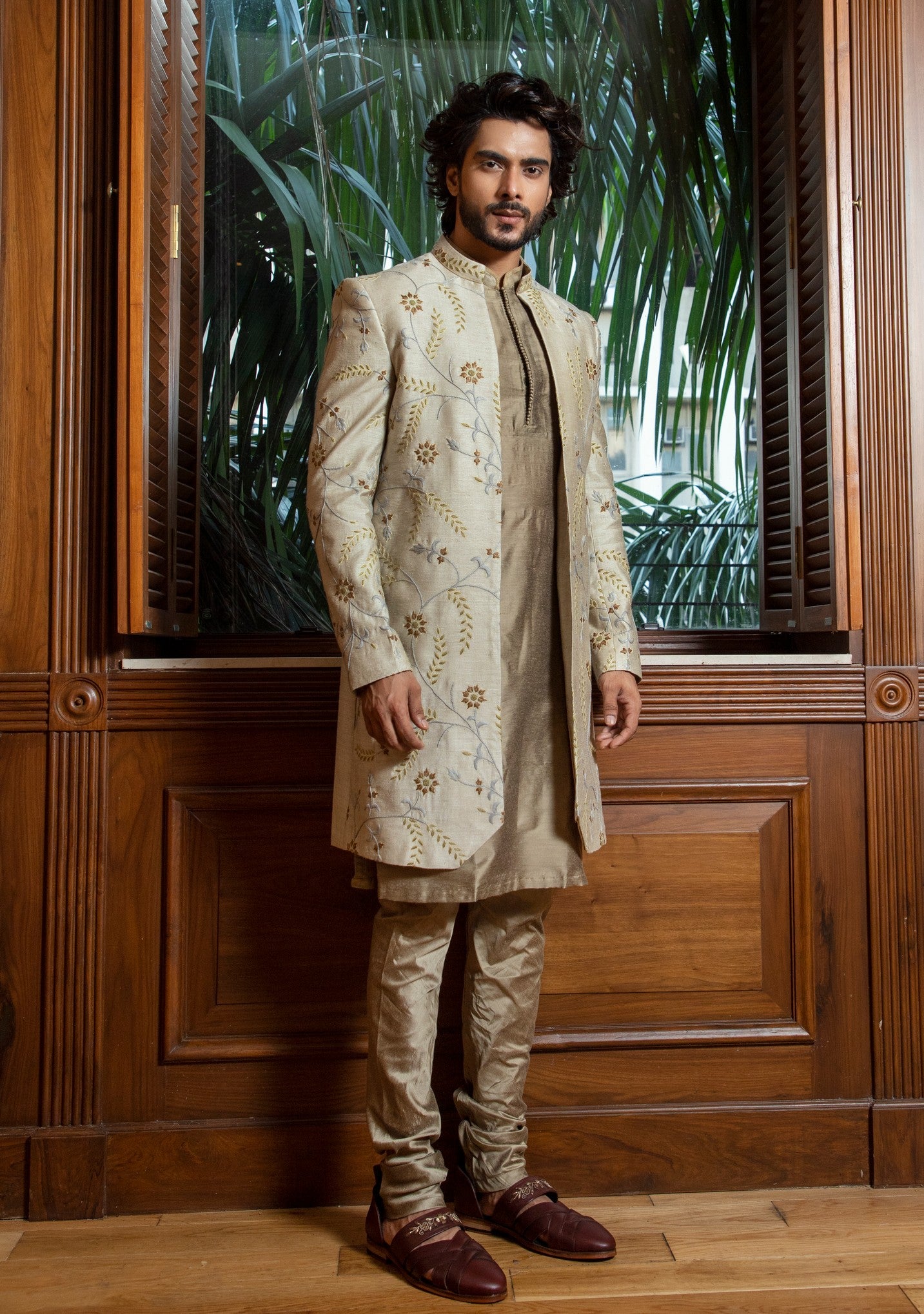 Embroidered Long Bandhgala with Kurta Set