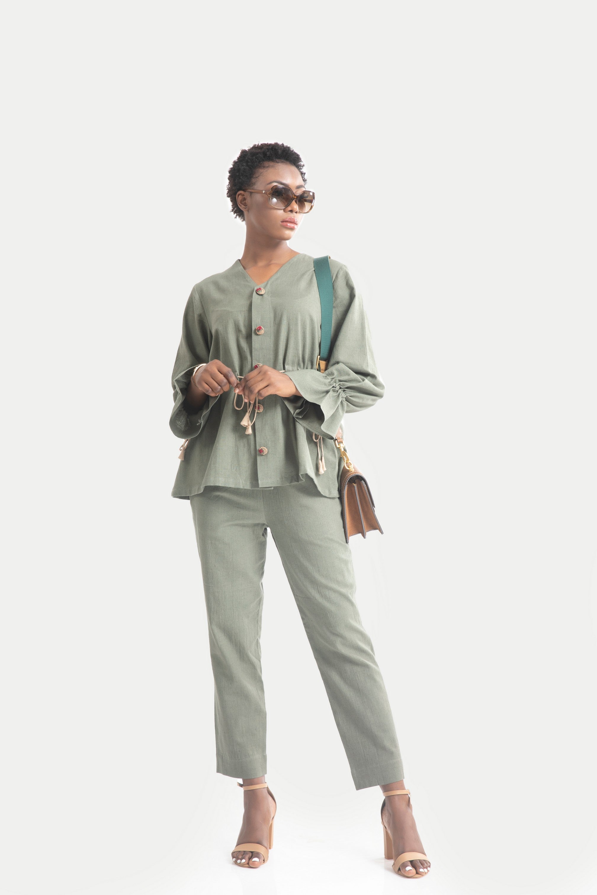 Gabriella Drawstring Blouse Co-ord