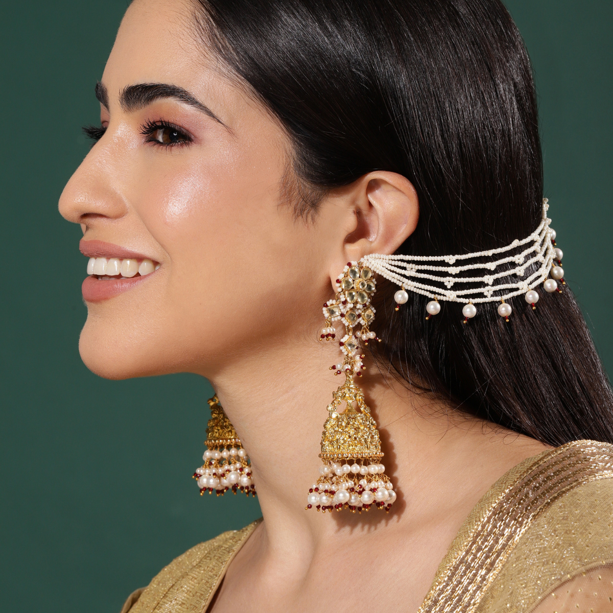 SUNHERI JHUMKAS- RED