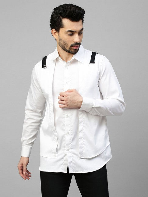 White double layered shirt with black straps