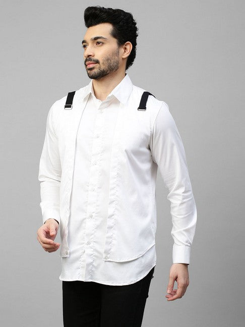 White double layered shirt with black straps