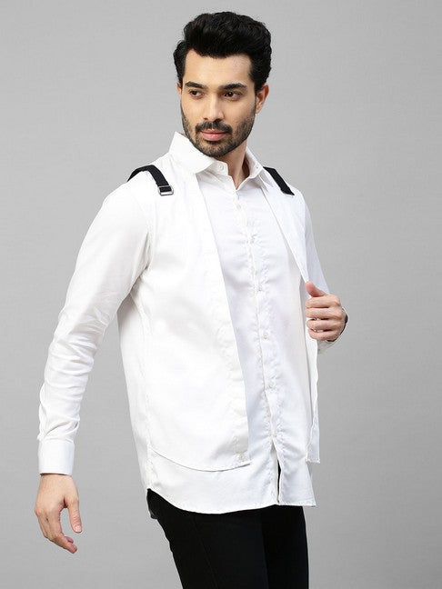 White double layered shirt with black straps