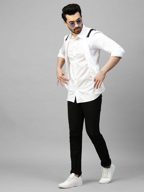 White double layered shirt with black straps