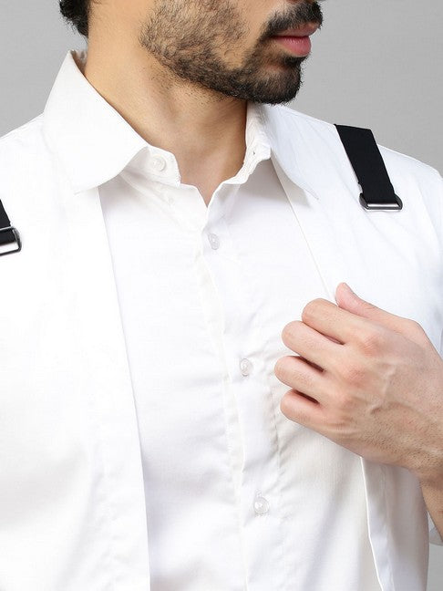 White double layered shirt with black straps