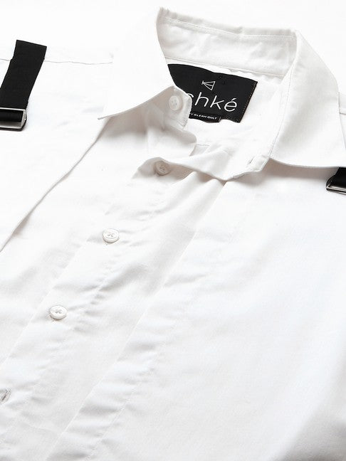 White double layered shirt with black straps