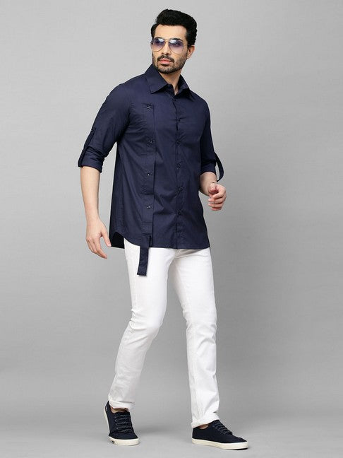 Dark Blue shirt with double plaket