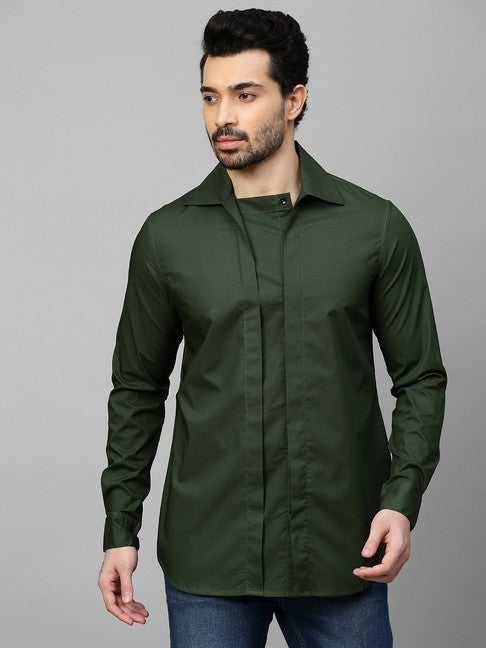 Military green shirt with double plaket