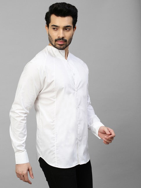 White linen high neck shirt