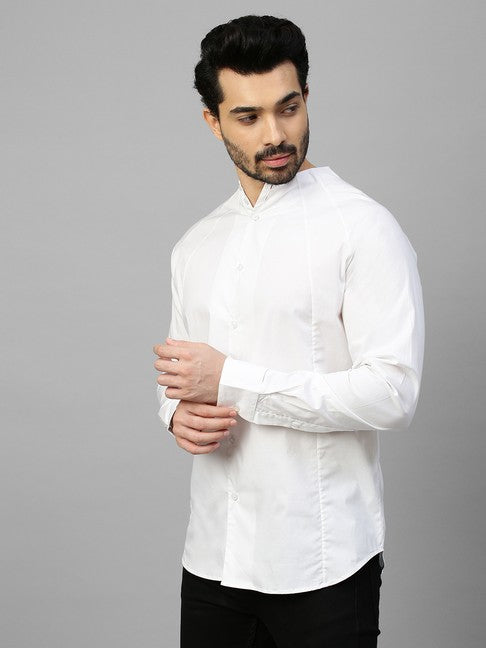 White linen high neck shirt