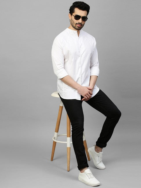 White linen high neck shirt