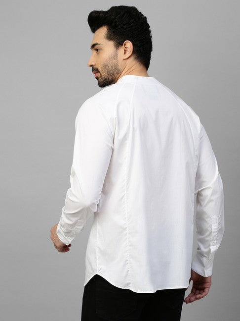 White linen high neck shirt