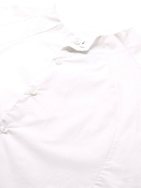 White linen high neck shirt