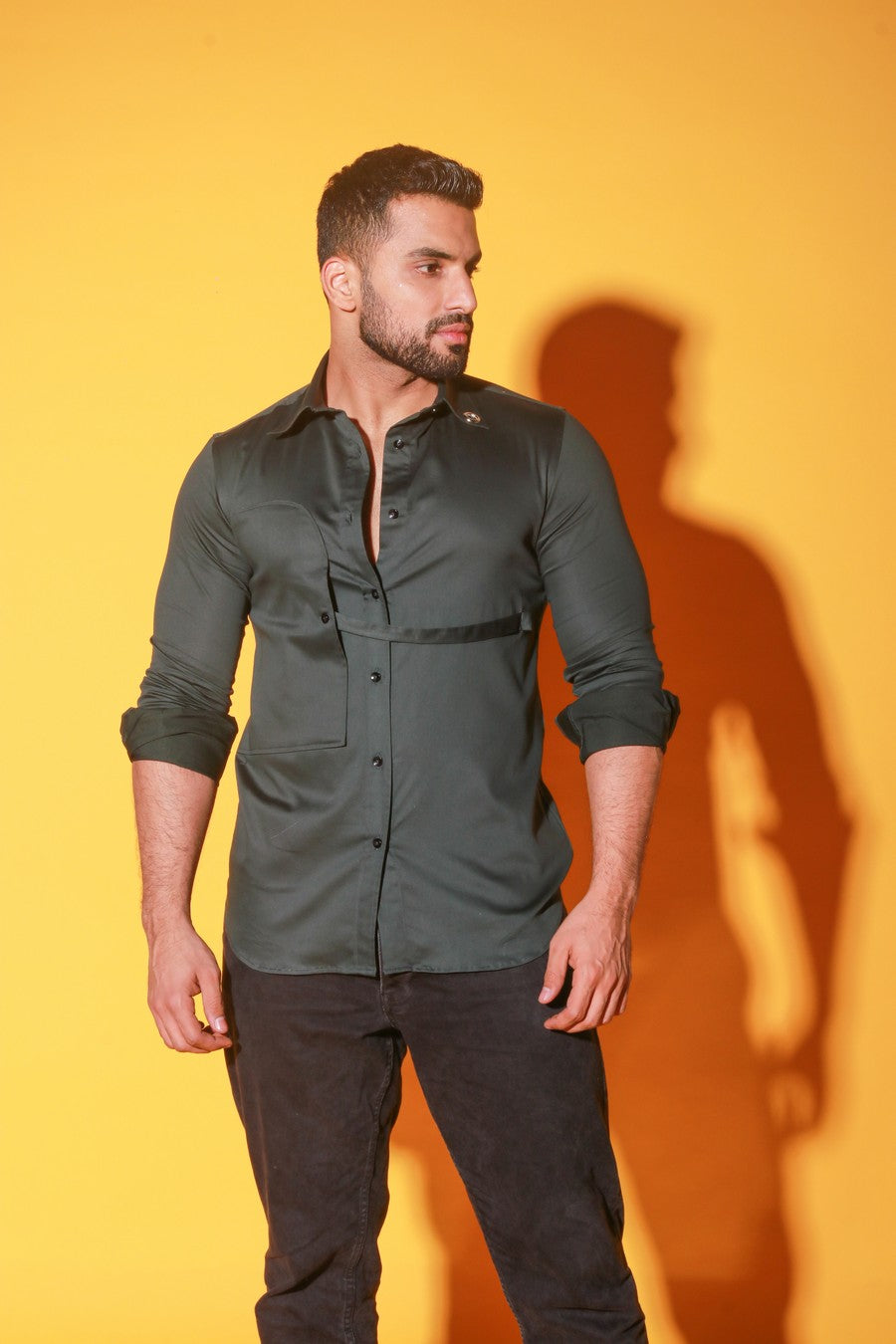 Dark green shirt with postman pocket feature