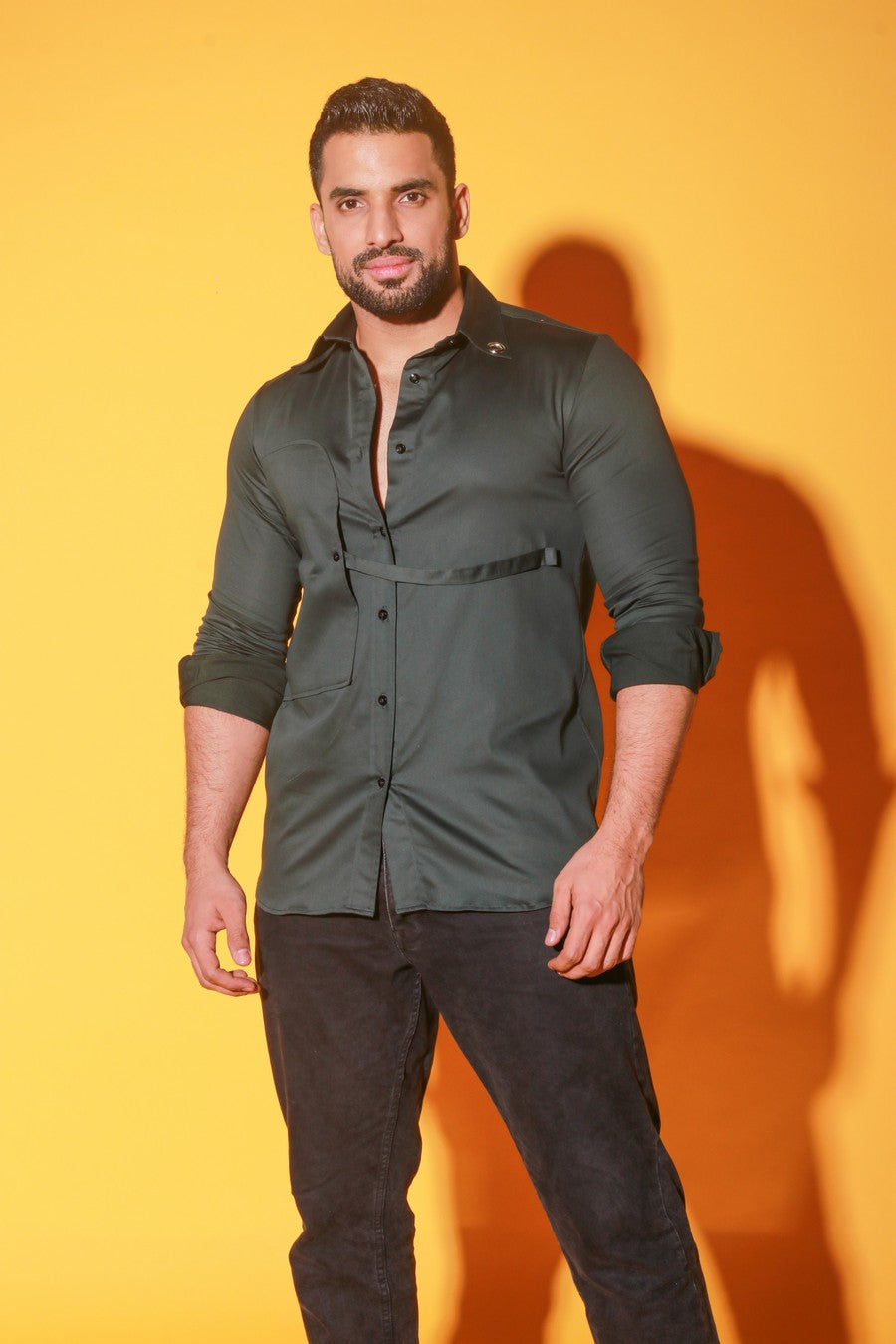 Dark green shirt with postman pocket feature