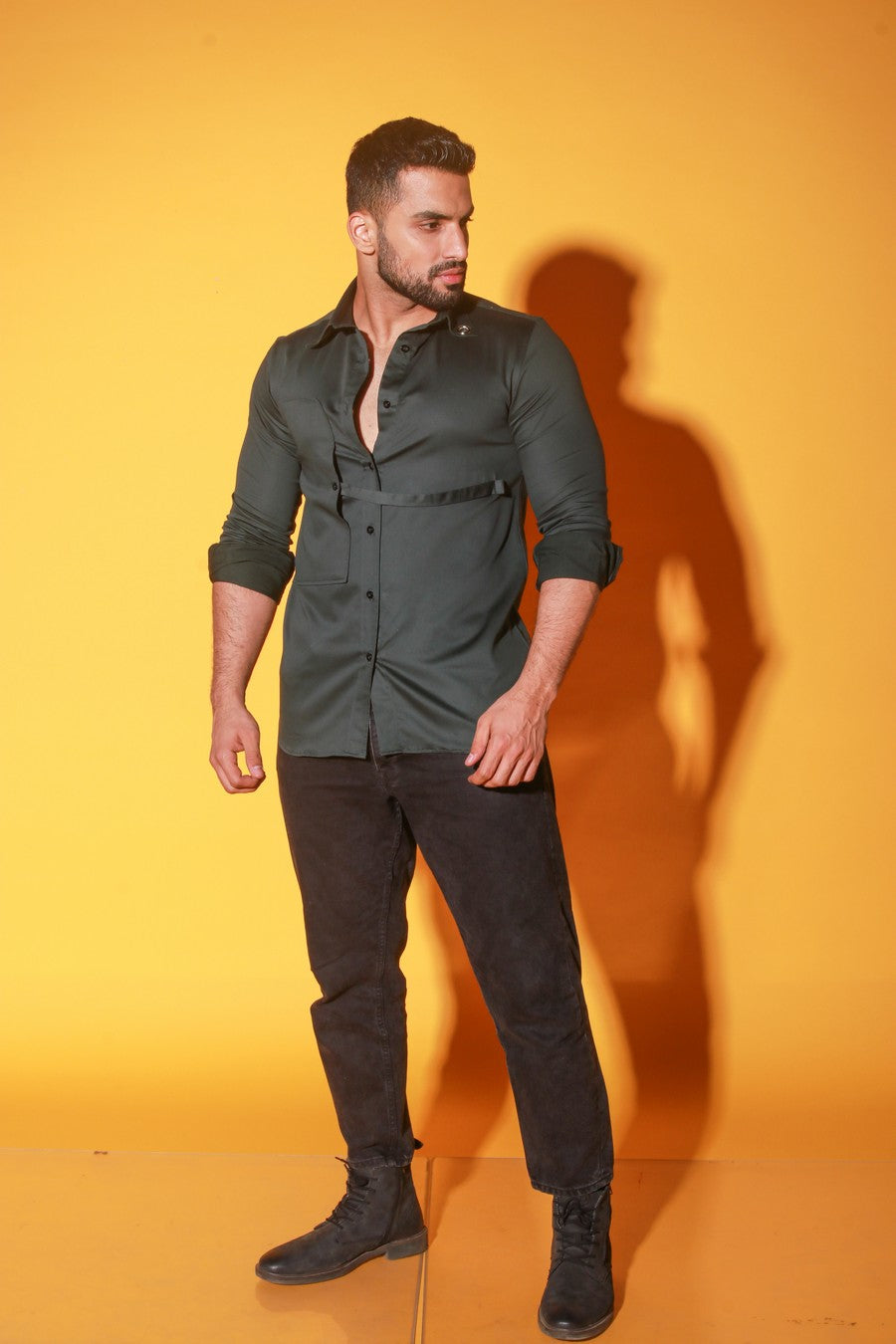 Dark green shirt with postman pocket feature