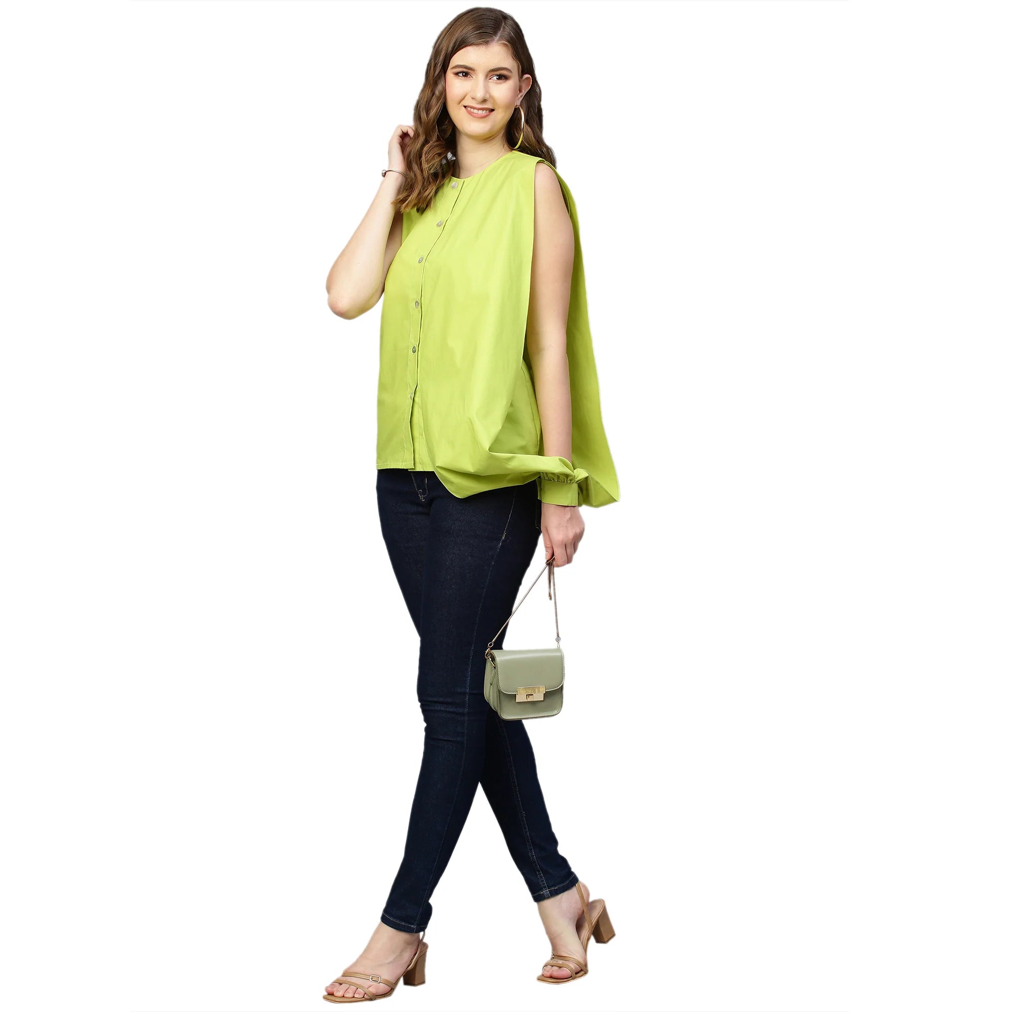 Open drape sleeve shirt