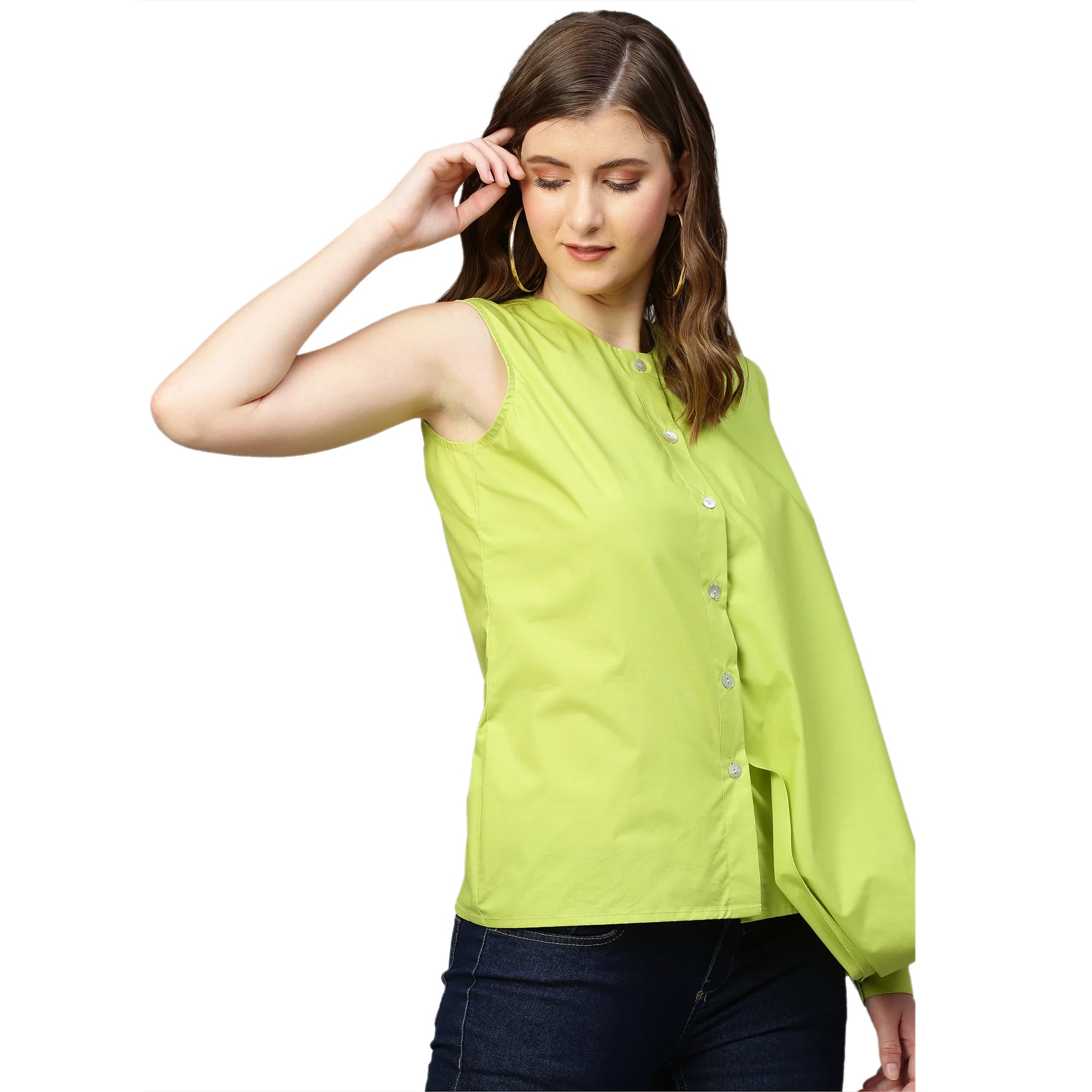 Open drape sleeve shirt