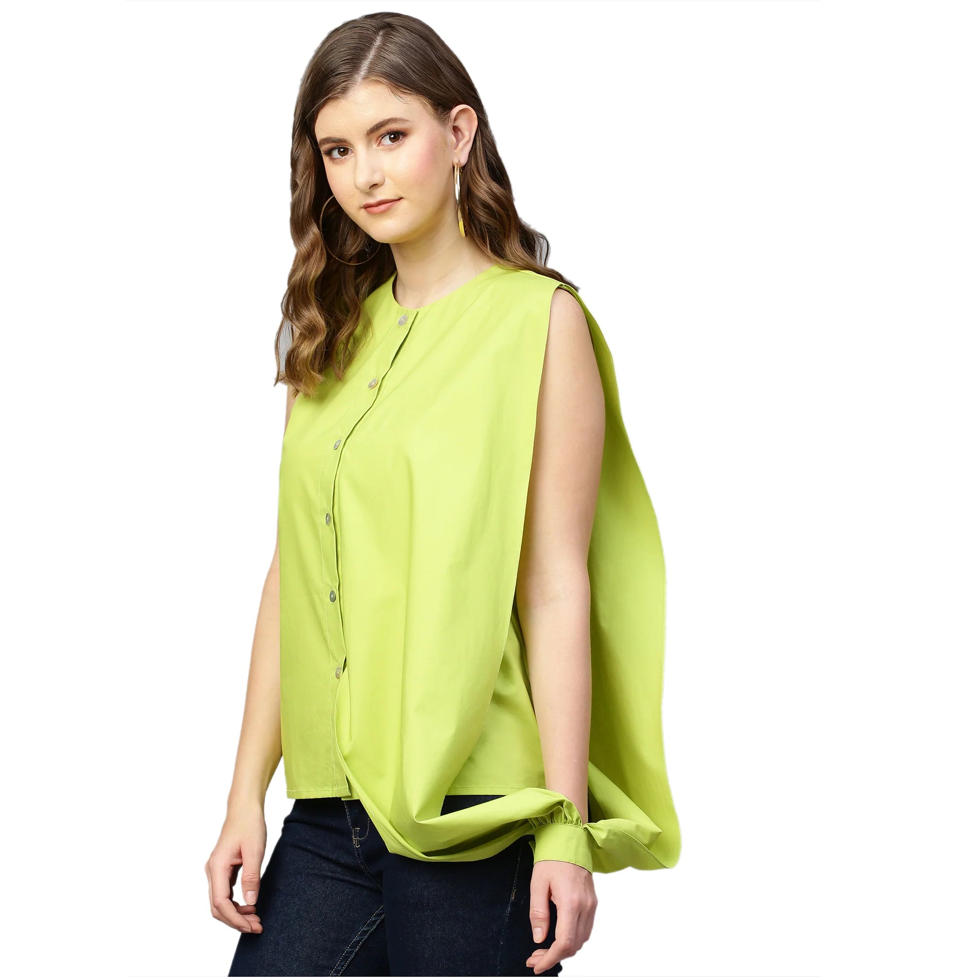 Open drape sleeve shirt