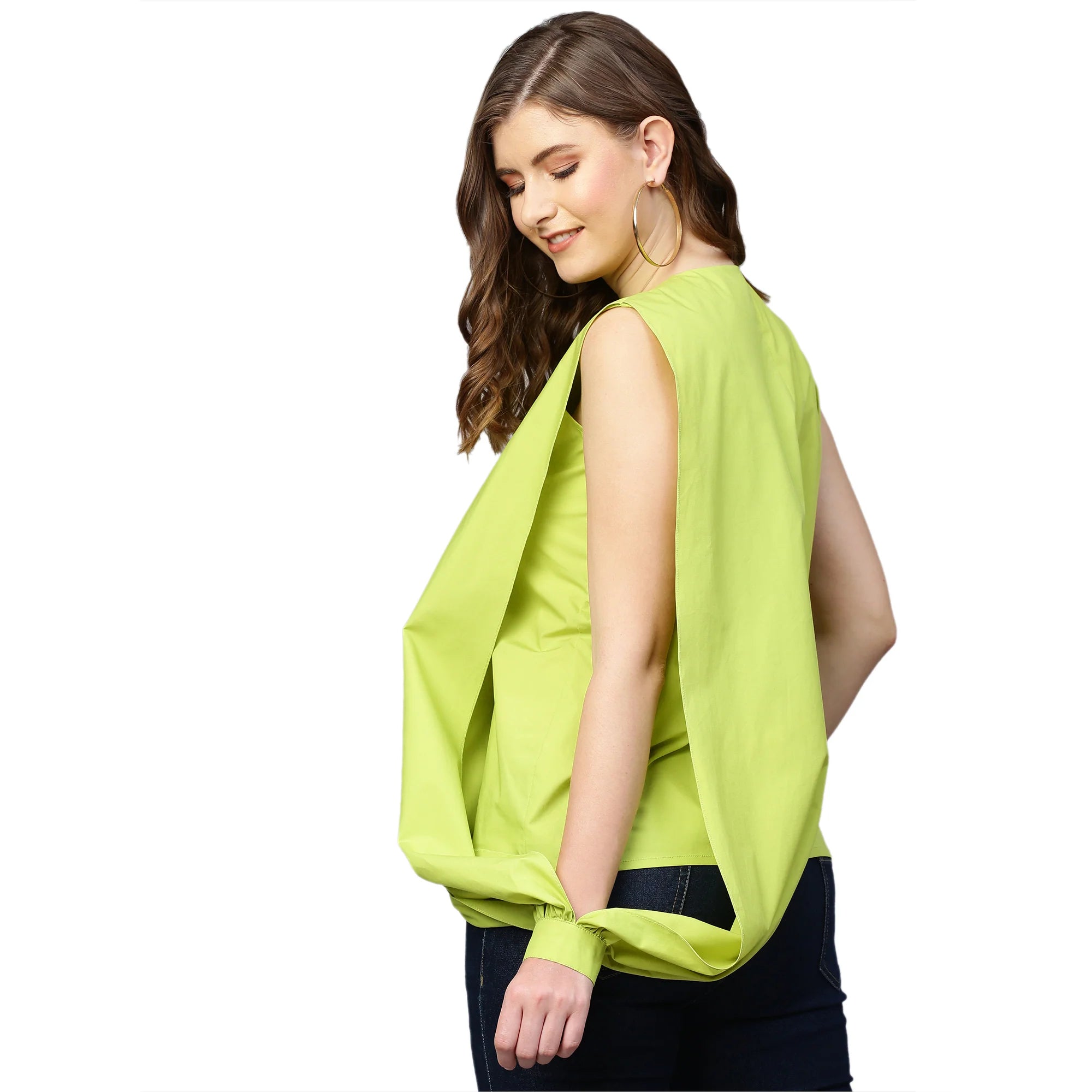 Open drape sleeve shirt