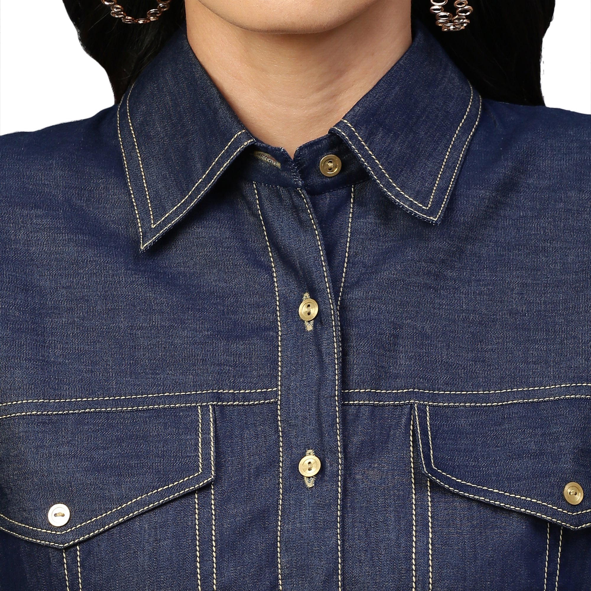 Denim shirt with embellishments