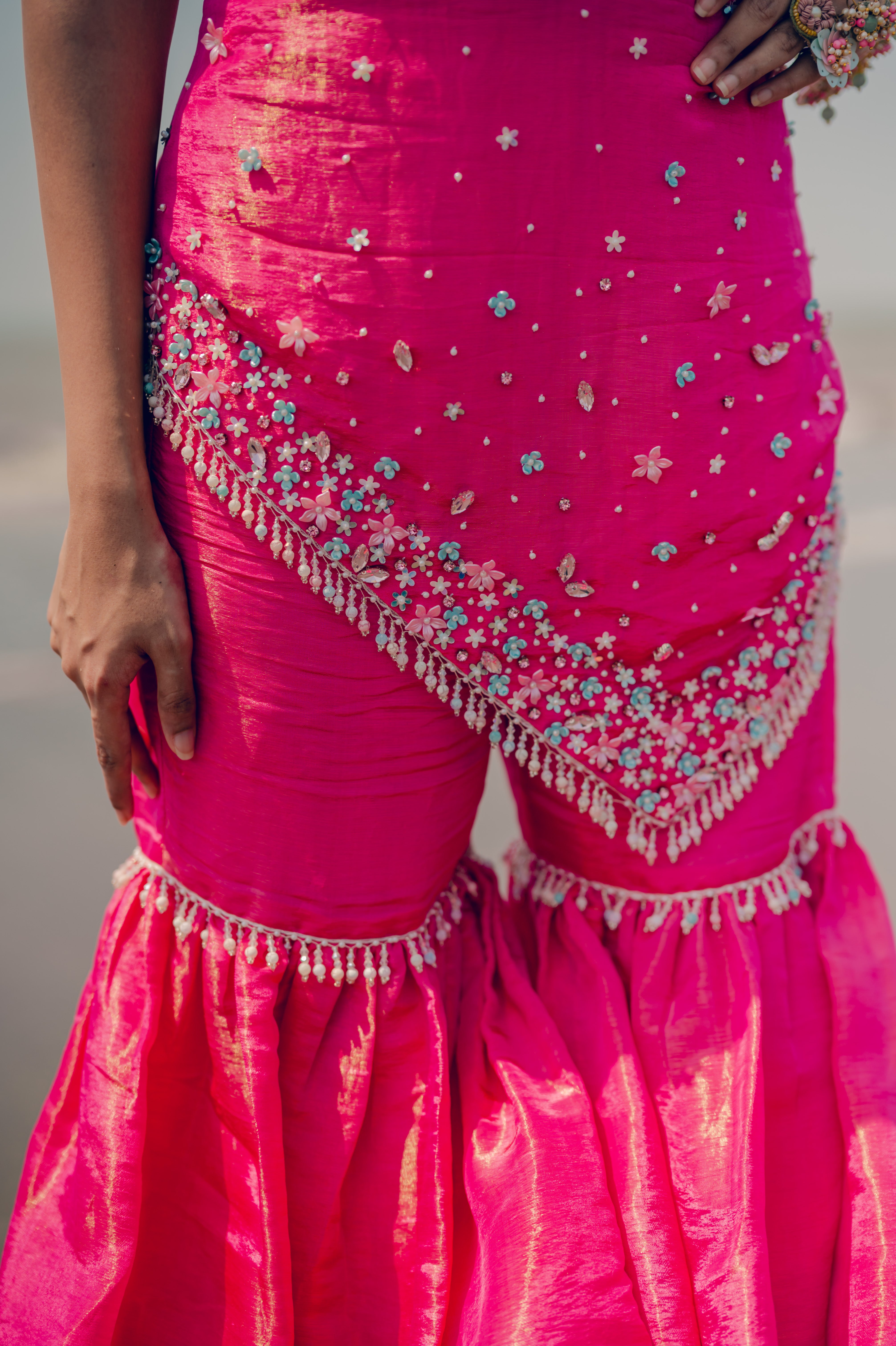 PINK PATAKA SHARARA SET