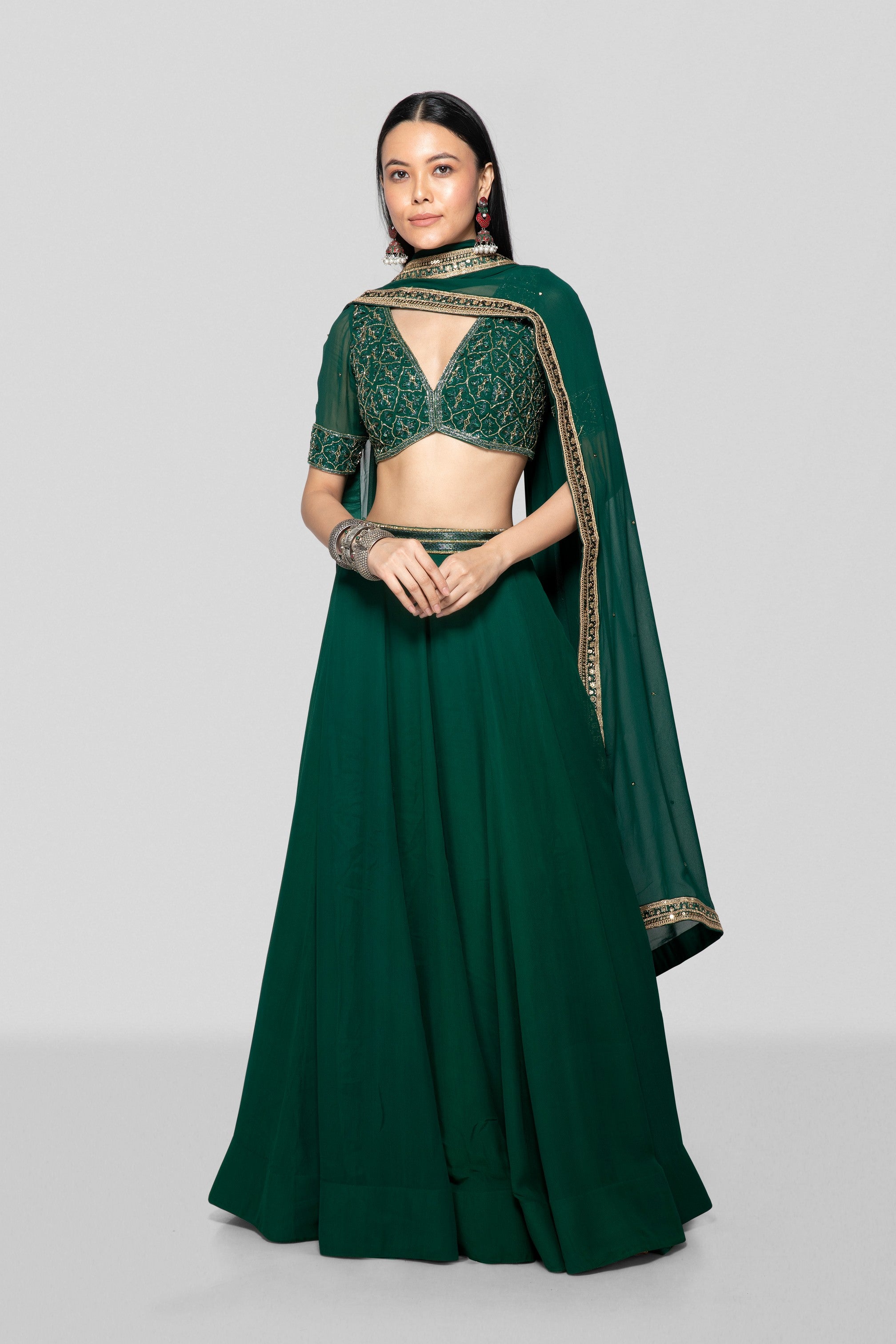 Emerald Green Lehenga Set