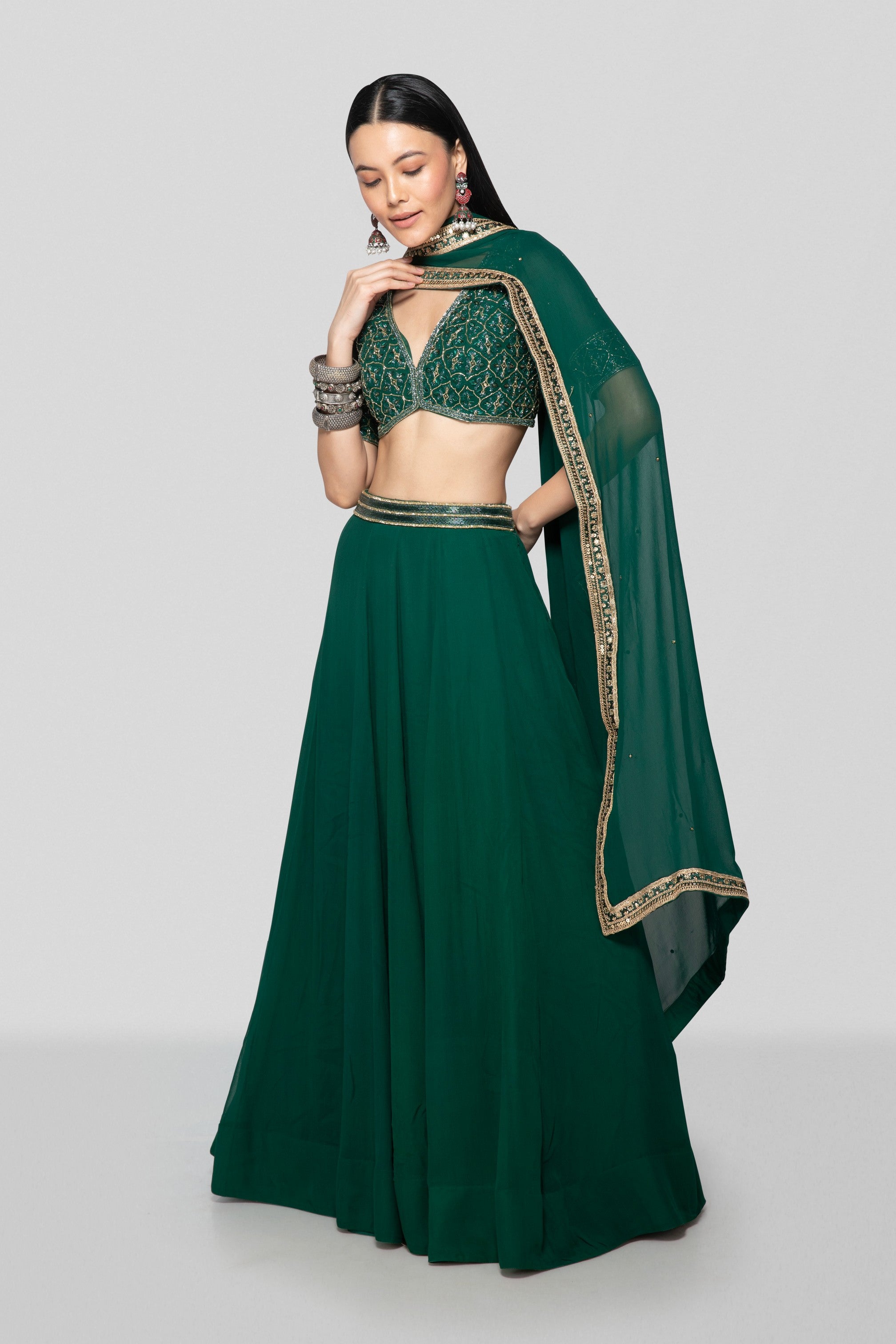 Emerald Green Lehenga Set