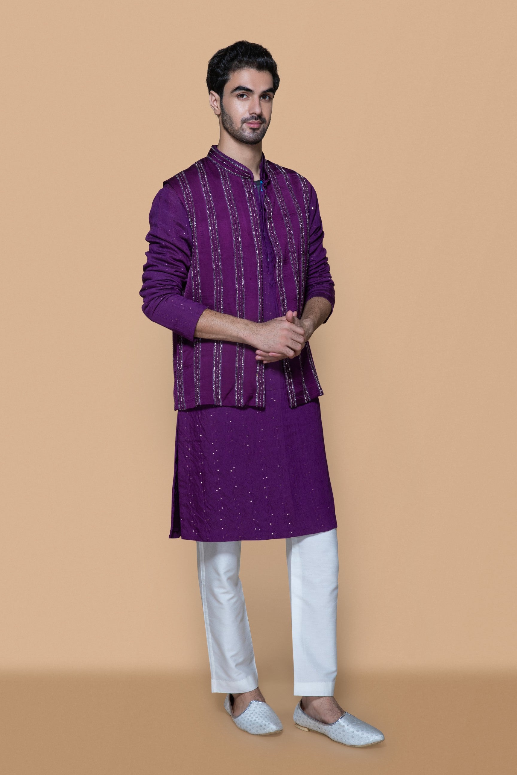 Purple Bundi Kurta Set