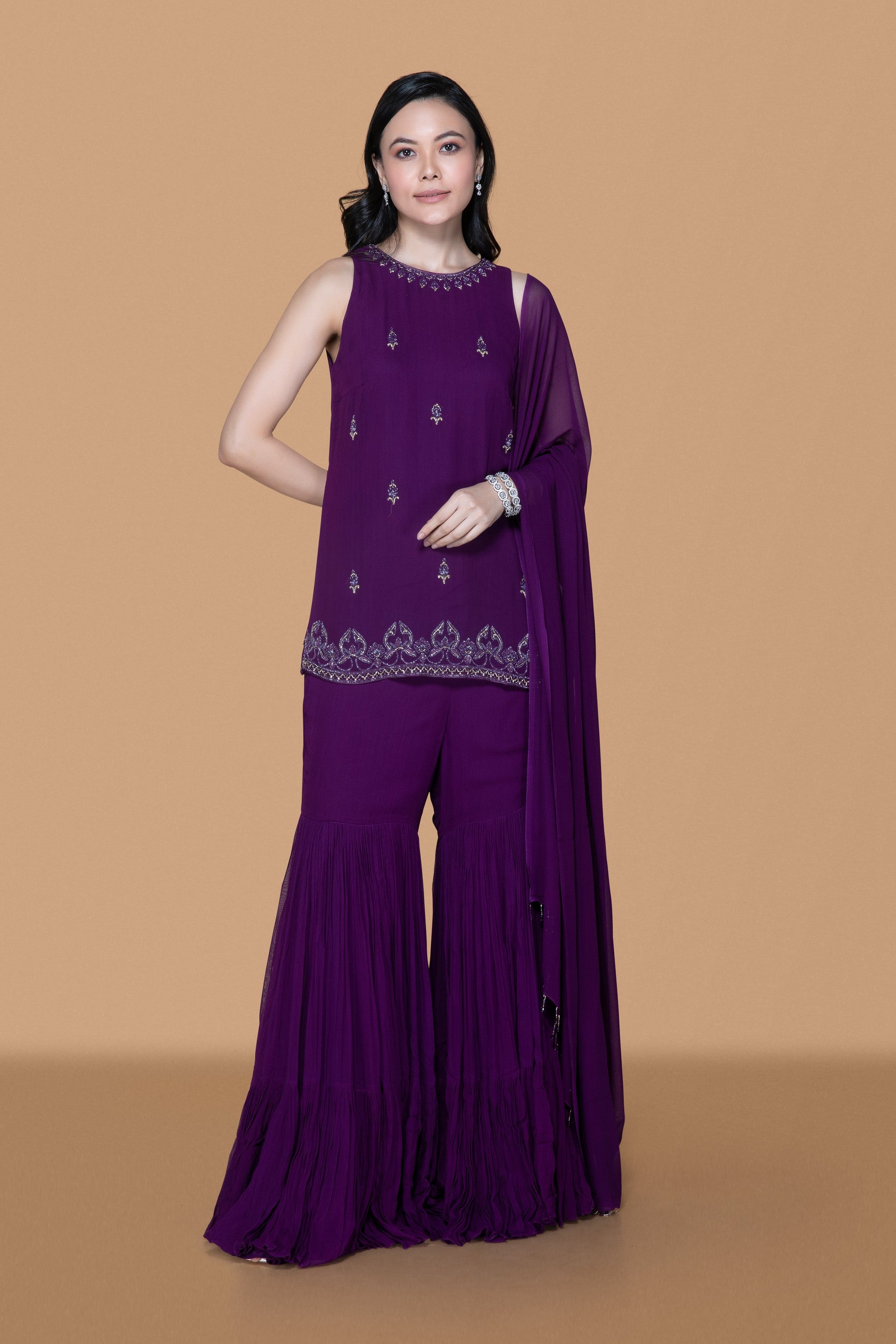 Purple Gharara Set